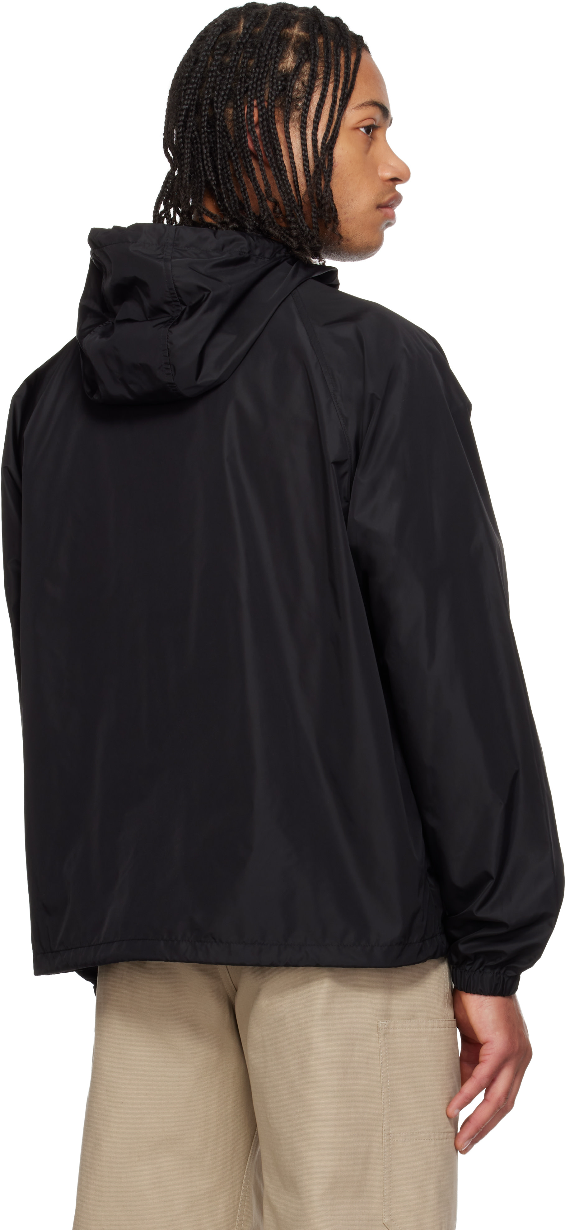 Burberry: Black Checker-Tape Nylon Hooded Jacket | SSENSE