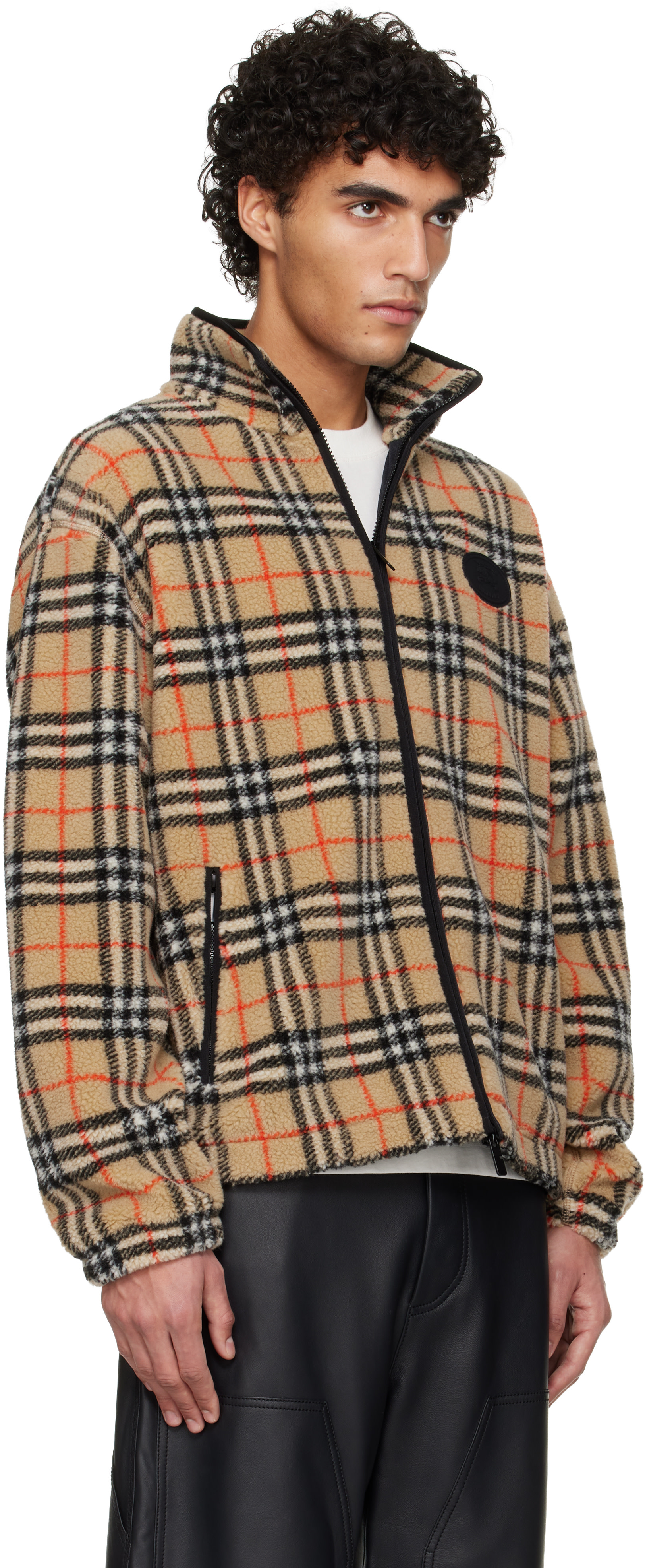 90s Burberry's ウール カシミヤ混 ニットセーター チェック M Burberry: Beige Fairfax Check Sweater | SSENSE