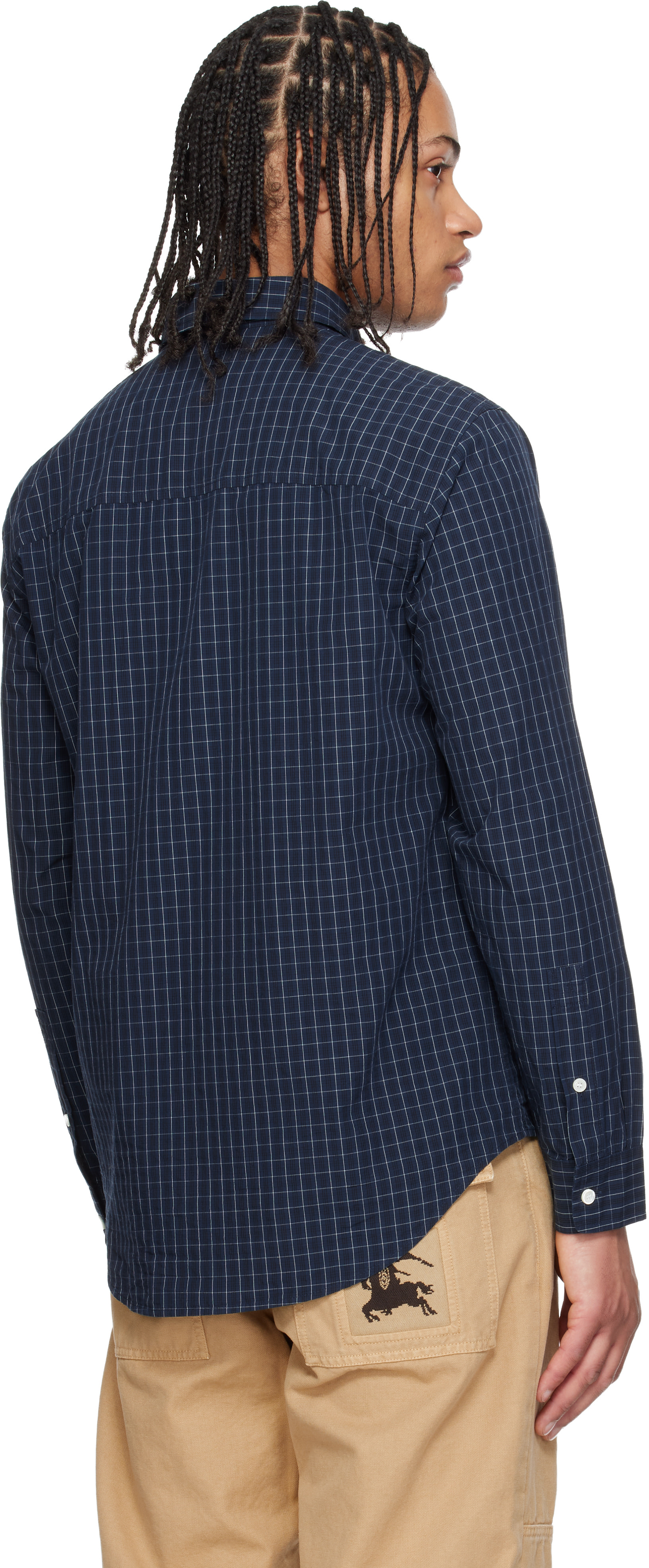 navy blue burberry dress shirt Burberry Men's Cotton Poplin Shirt Blue S