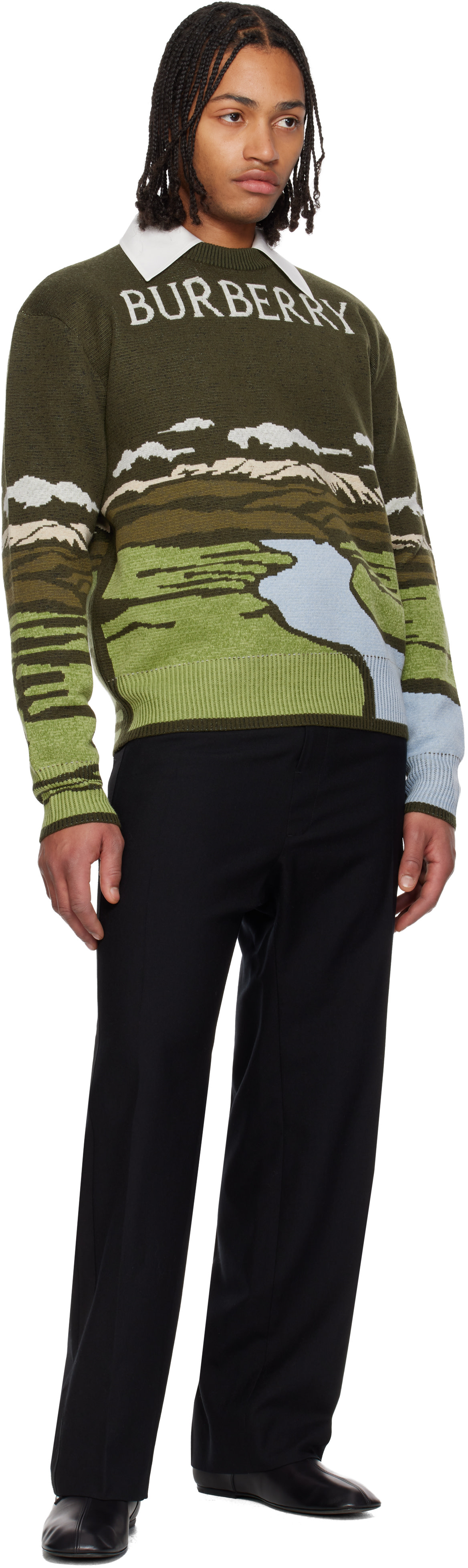 Burberry - グリーン Landscape Wool Blend セーター