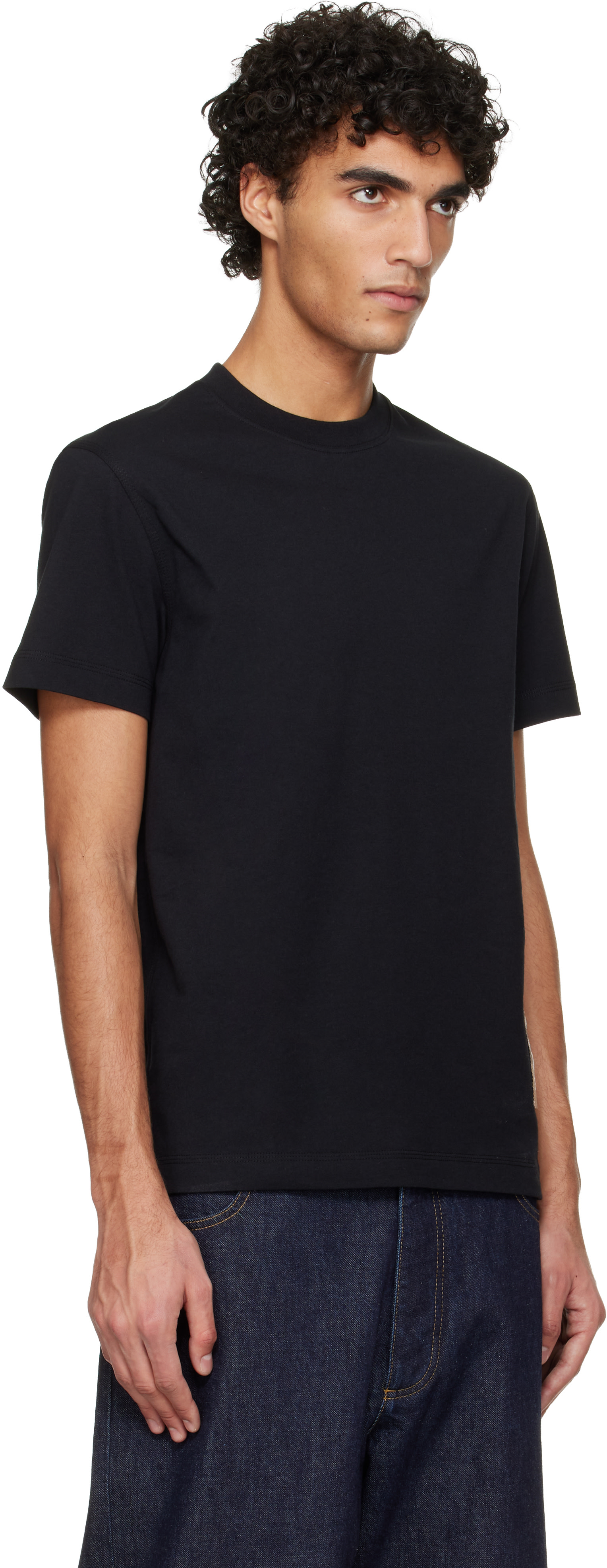 Burberry: Black Check Label Cotton T-shirt | SSENSE