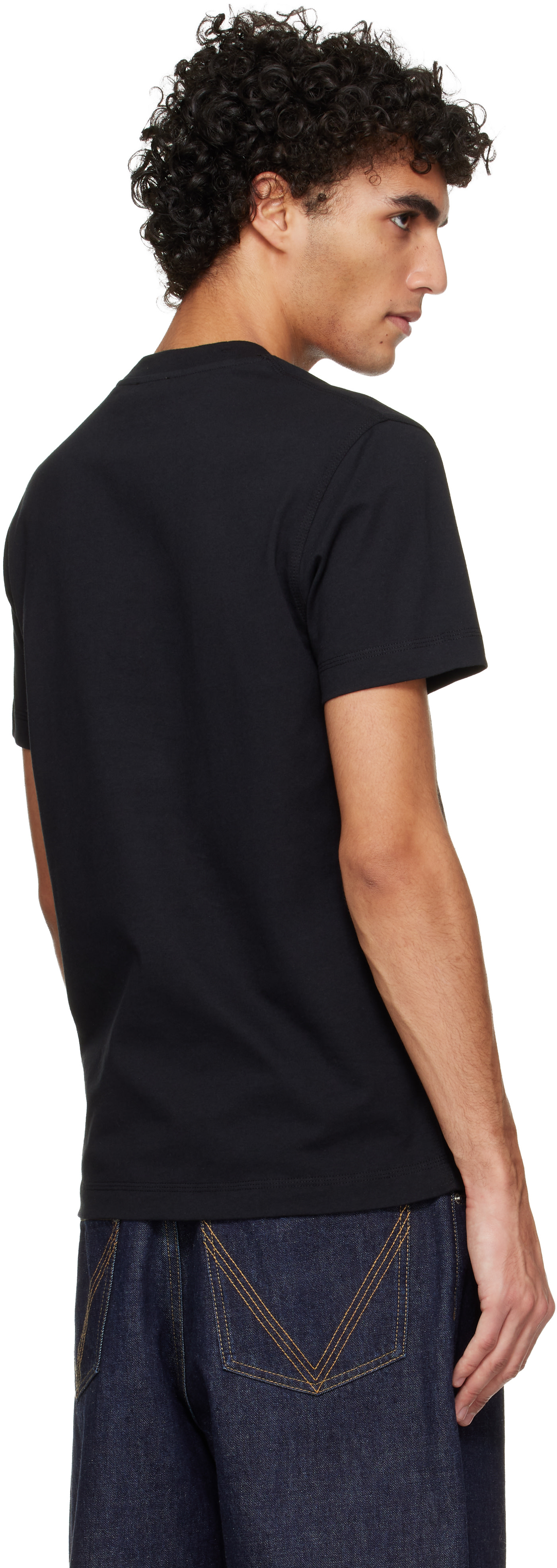 Burberry: Black Check Label Cotton T-shirt | SSENSE