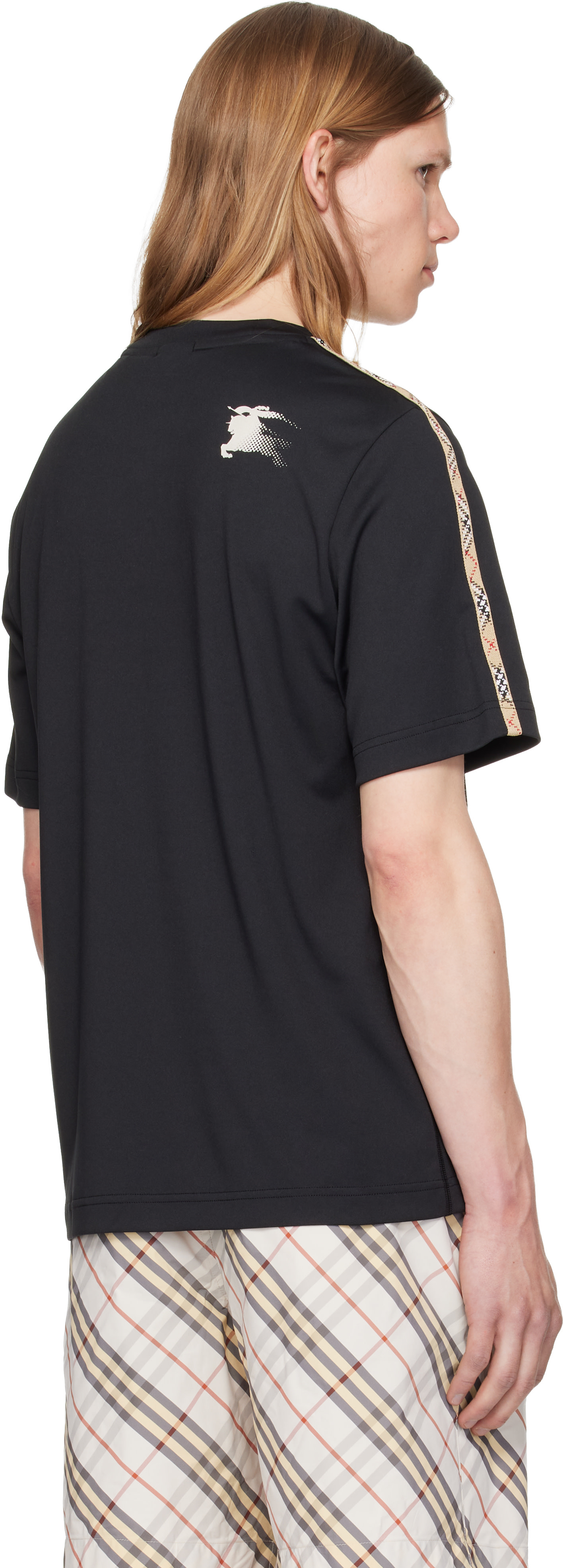 Burberry: Black Check Trim Jersey T-shirt | SSENSE Canada