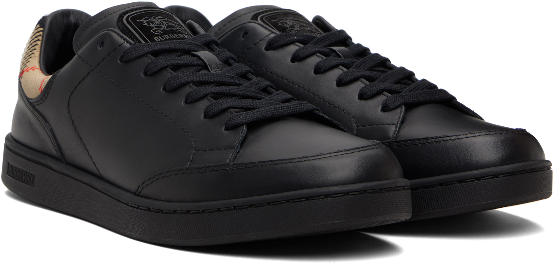 Burberry: Black Leather Set Sneakers | SSENSE