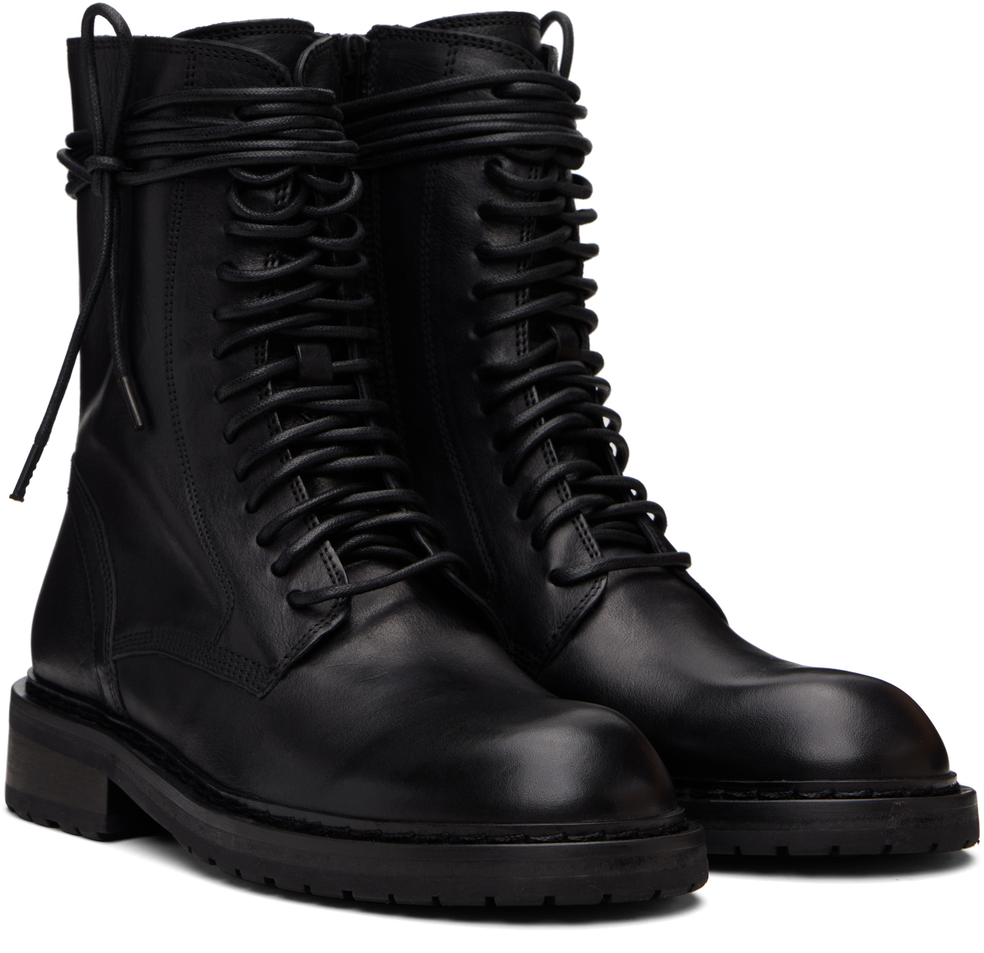 ANN DEMEULEMEESTER パイレーツブーツ 37.5 Ann Demeulemeester: ブラック Danny アンクルブーツ | SSENSE 日本