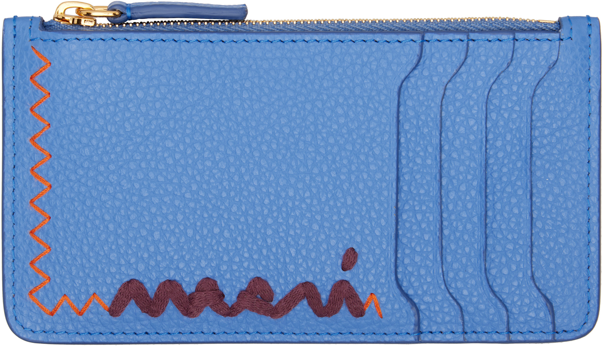 Marni: Blue Zipped Card Holder | SSENSE