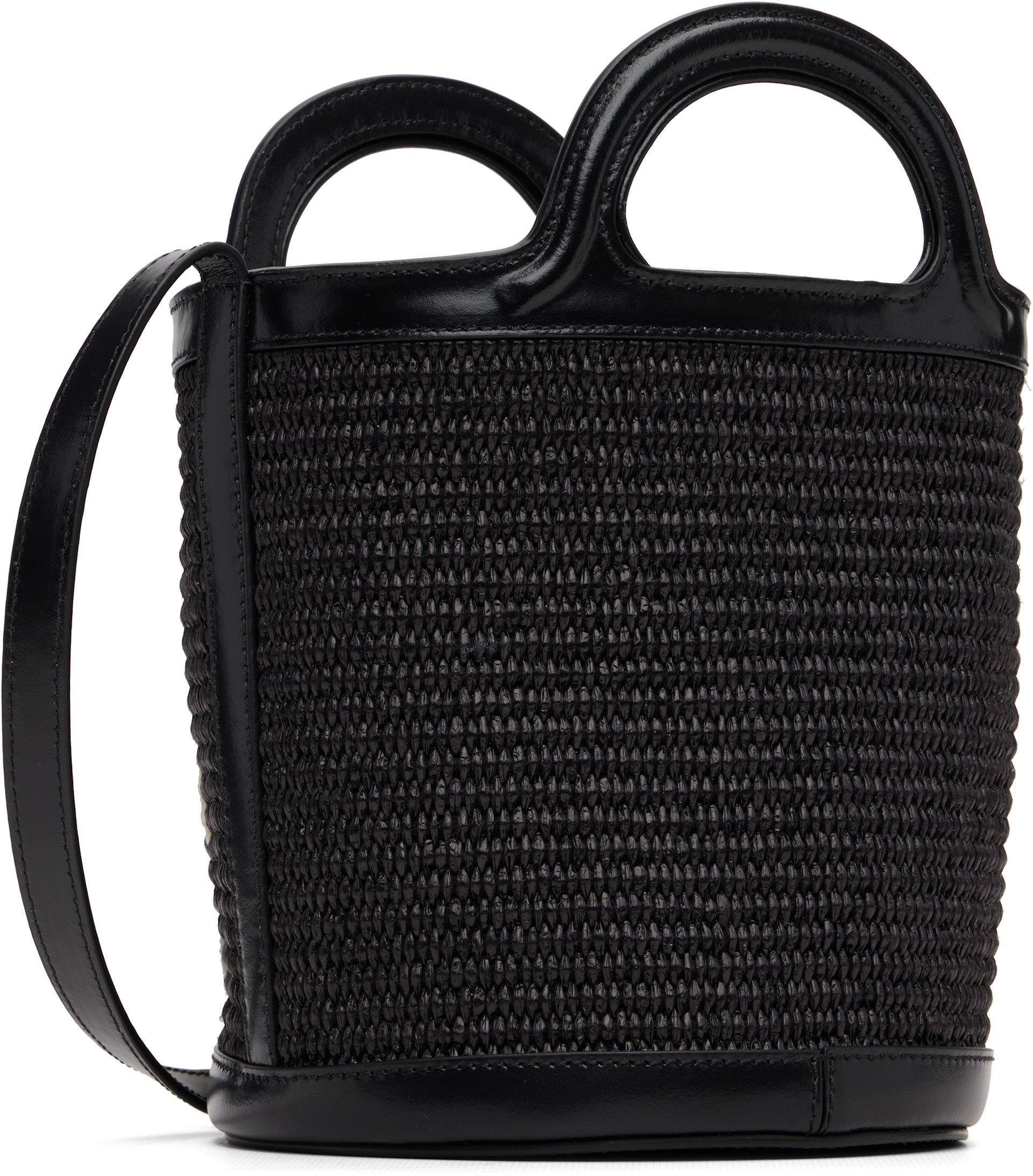 Marni: Black Tropicalia Small Bucket Bag | SSENSE