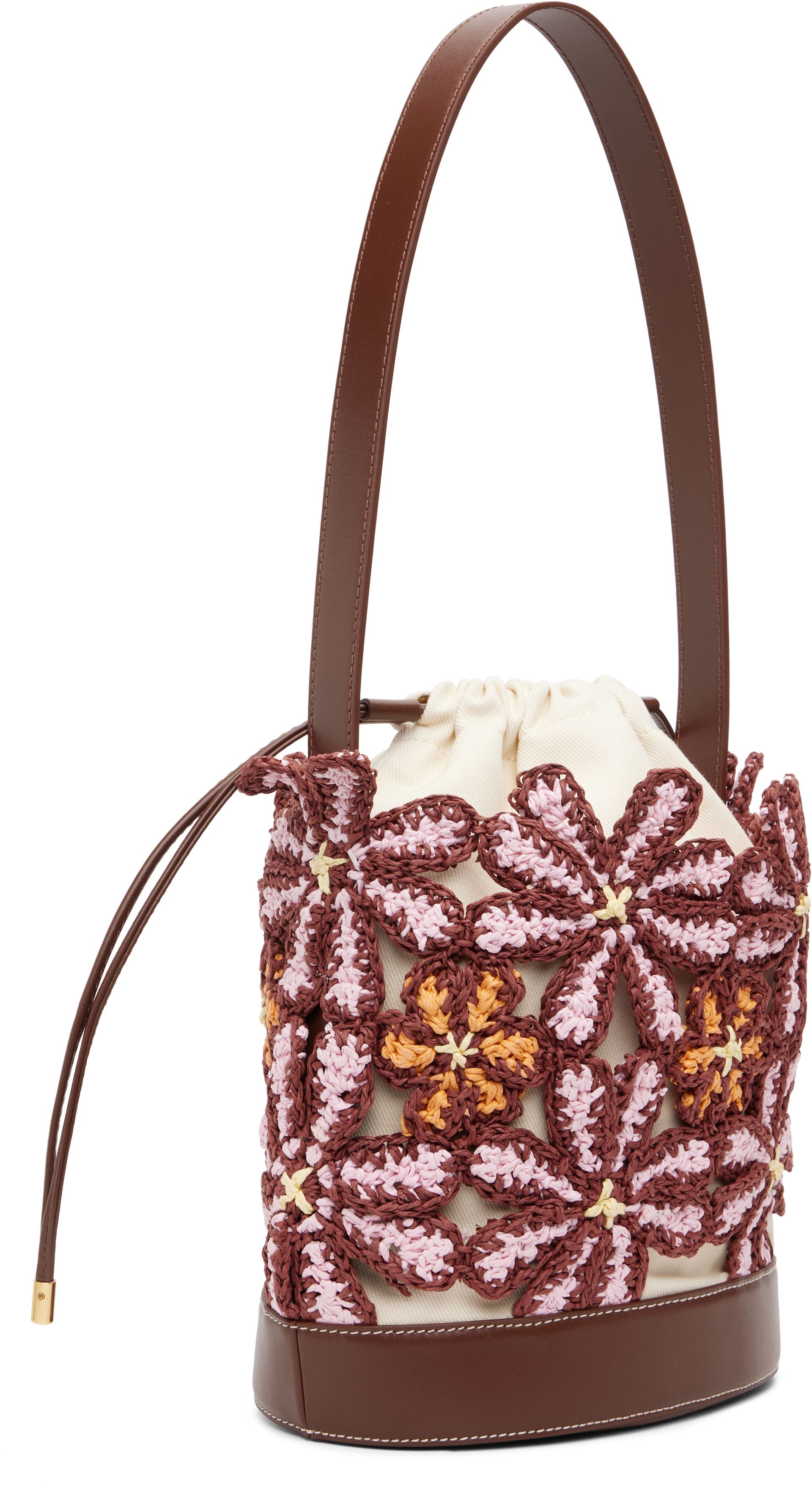 Marni: Burgundy Flower Bucket Bag | SSENSE