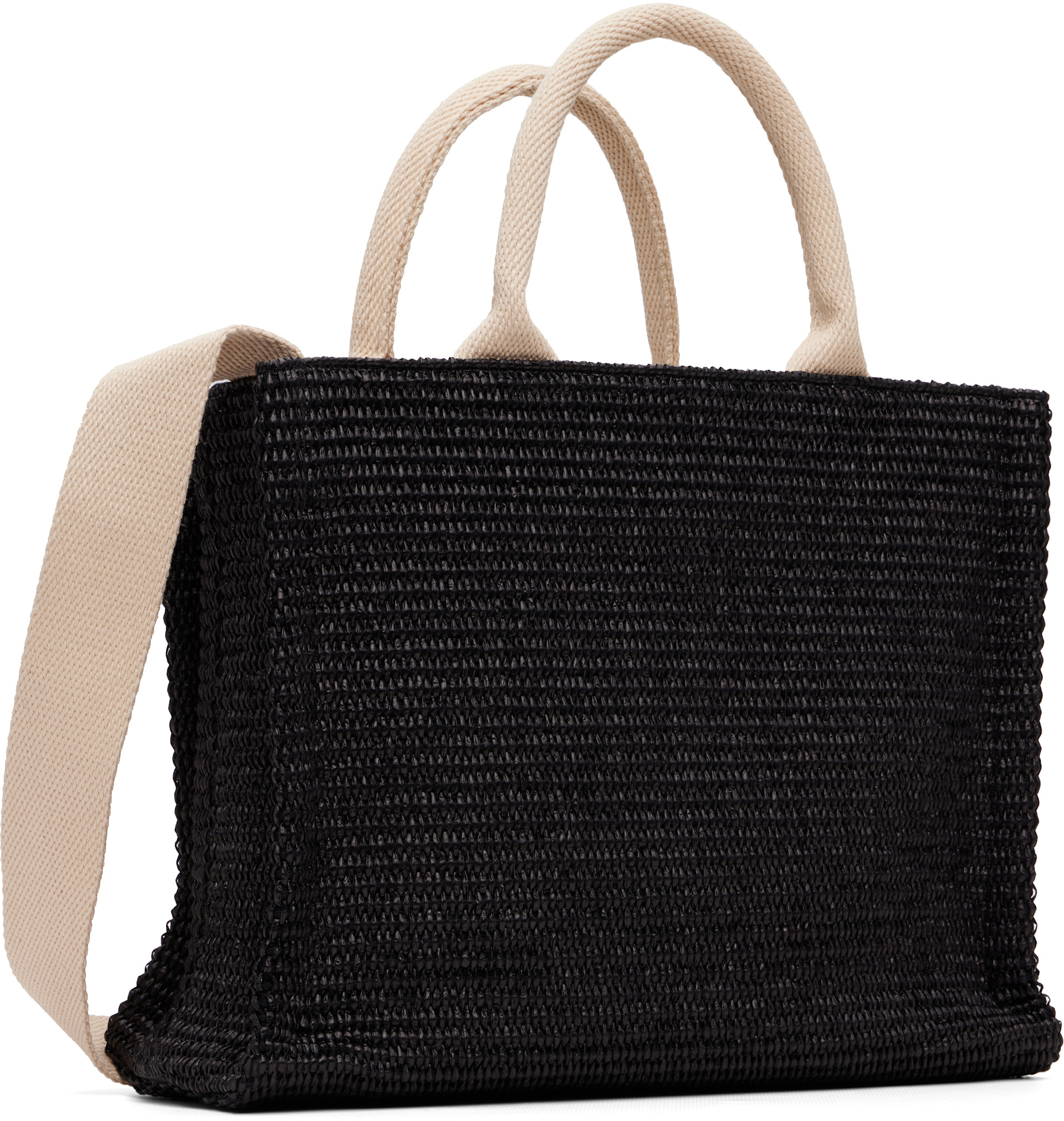 Marni - ブラック スモール Raffia-Effect トートバッグ