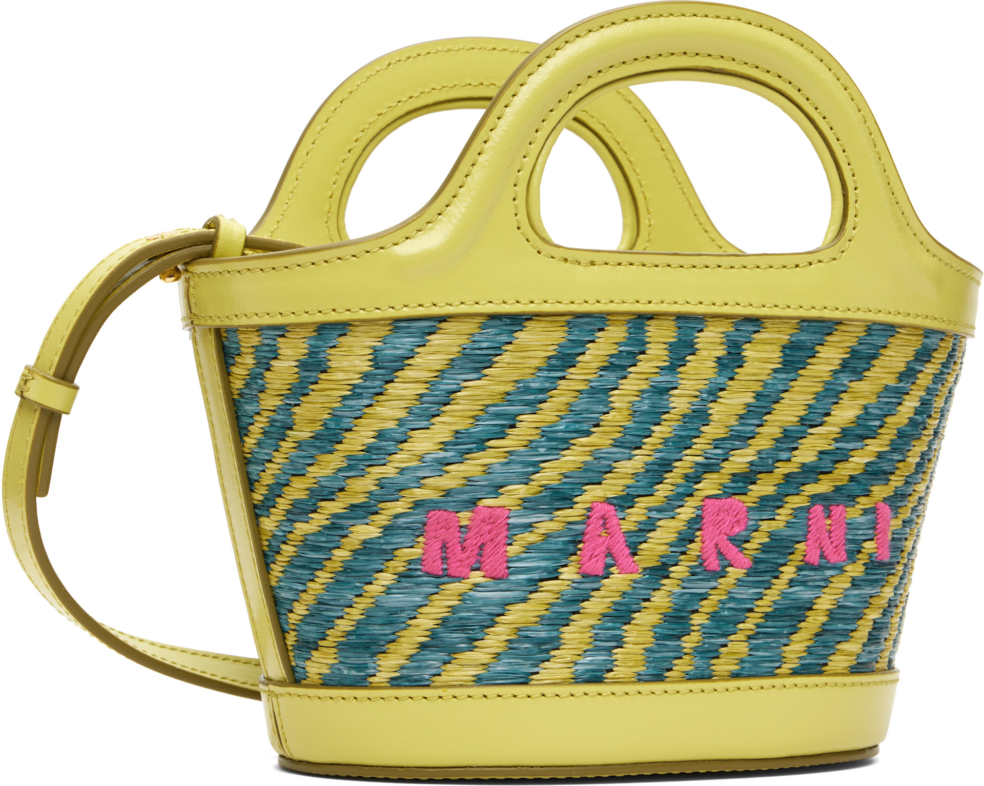 MARNI TROPICALIA マイクロトートバッグ MARNI Tropicalia micro leather and embroidered raffia-like tote