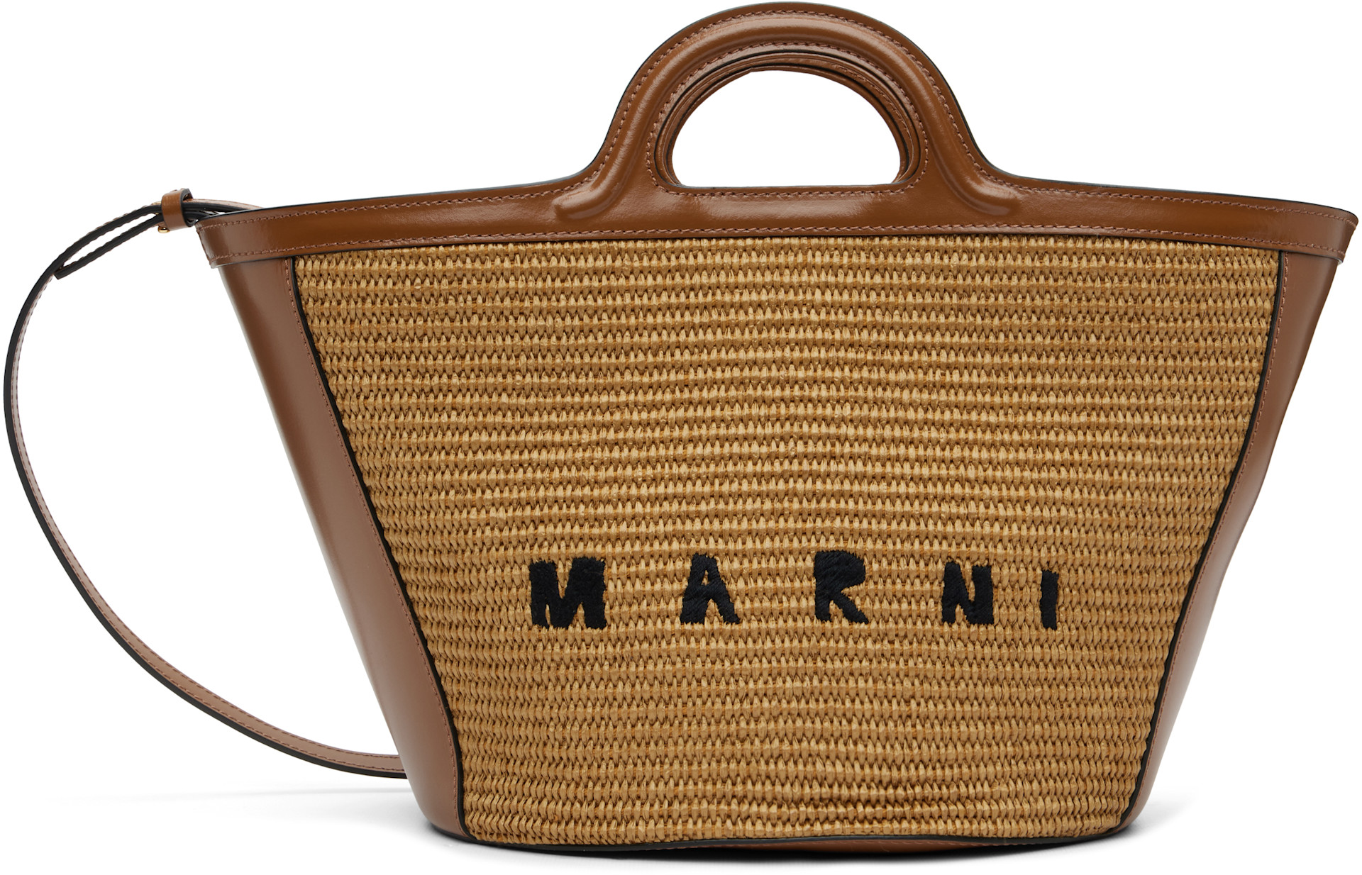 Marni - Petit cabas Tropicalia brun