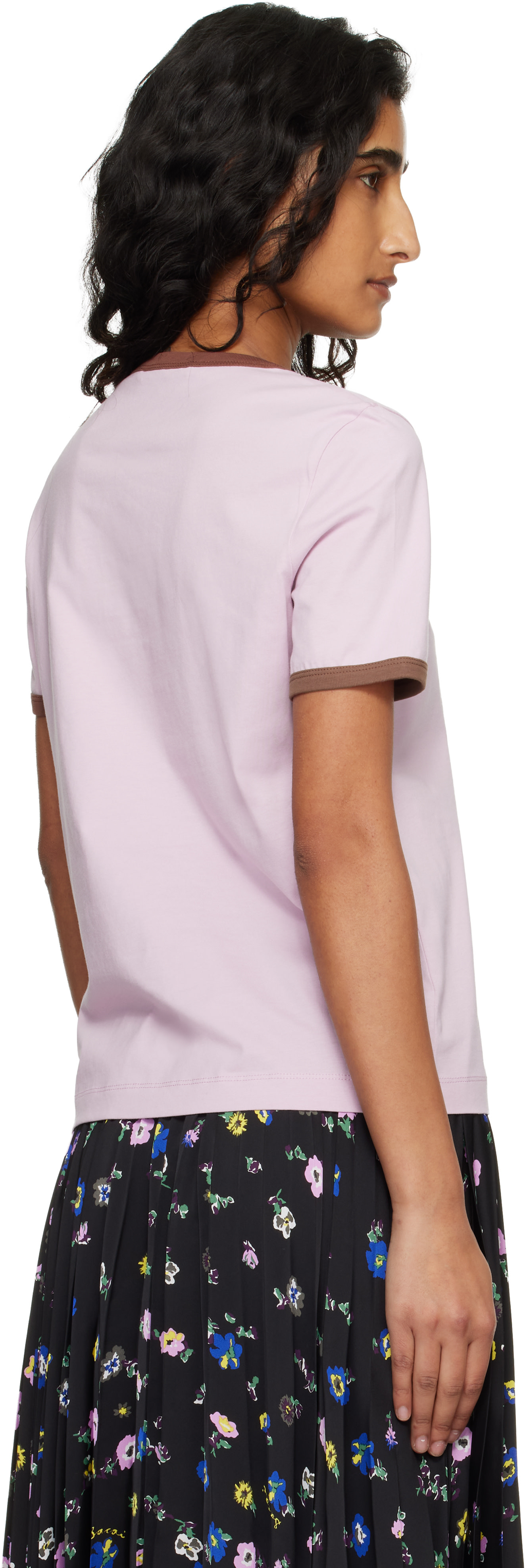 Marni: Pink Flock Print Jersey T-shirt | SSENSE