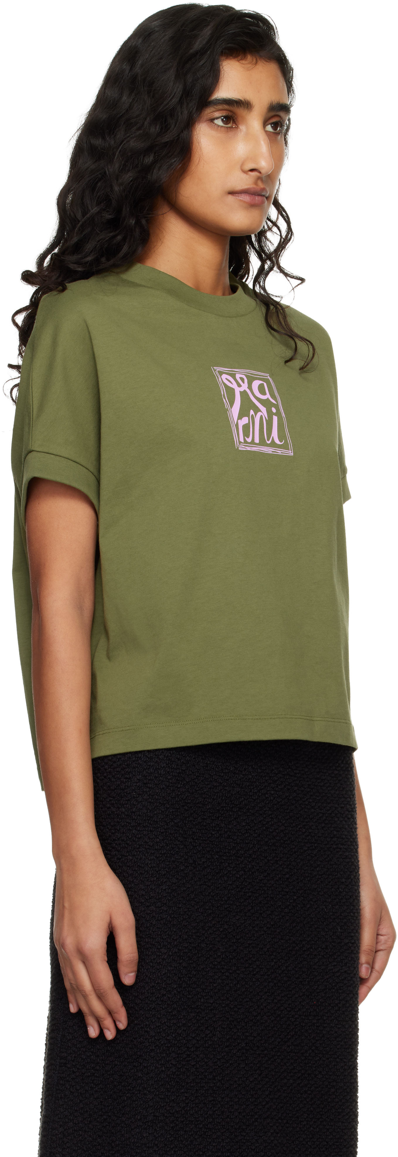 Marni: Green Marni Logo Flame Print Jersey T-shirt | SSENSE
