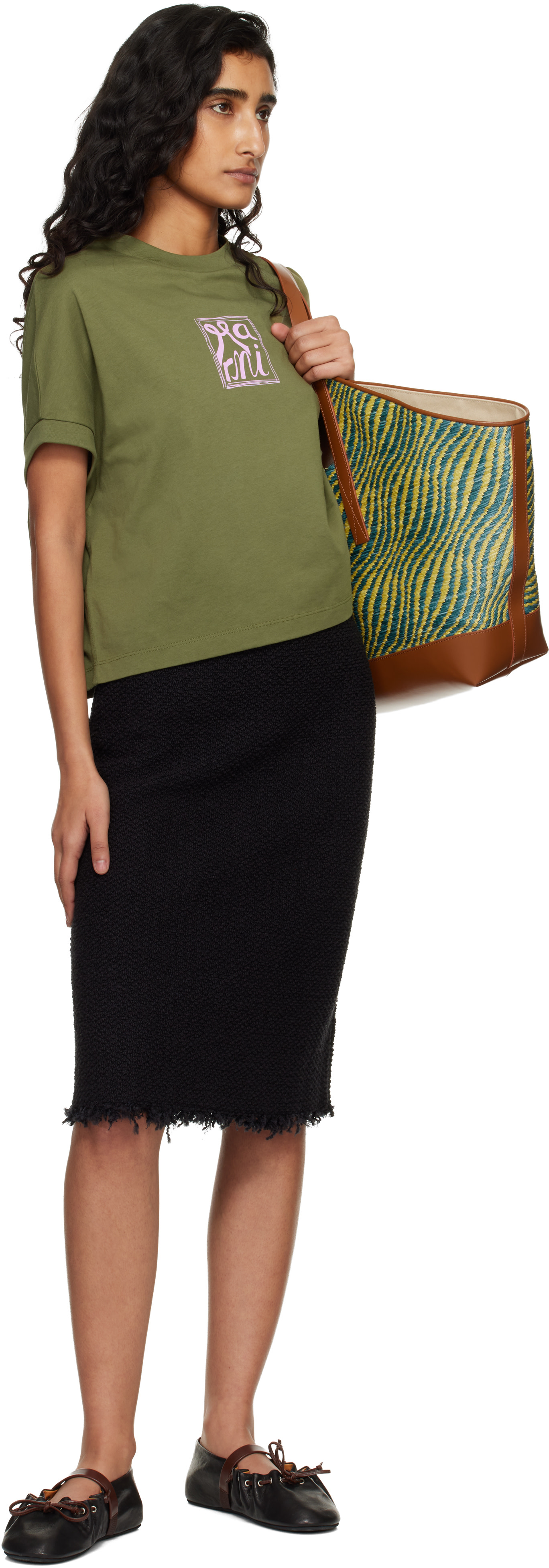 Marni: Green Marni Logo Flame Print Jersey T-shirt | SSENSE