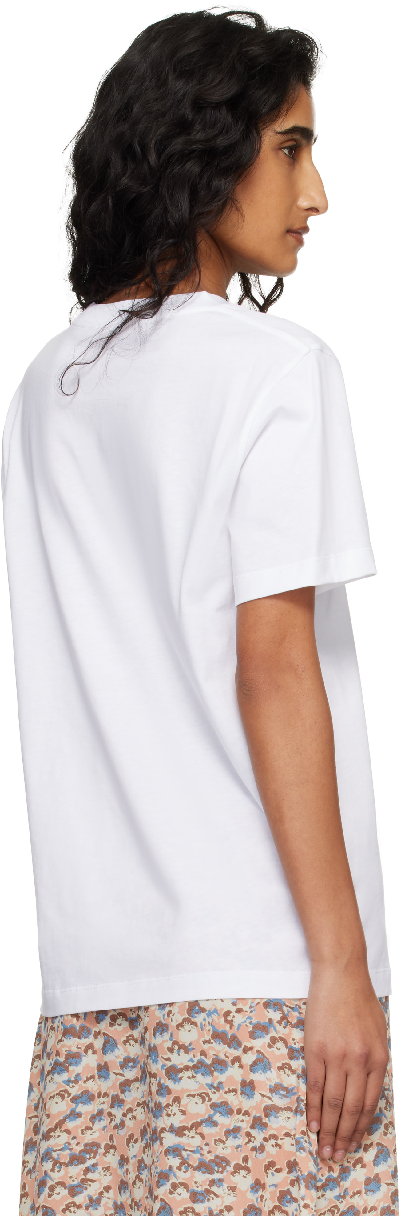 Marni: White Cotton Flocked Marni Logo T-shirt | SSENSE