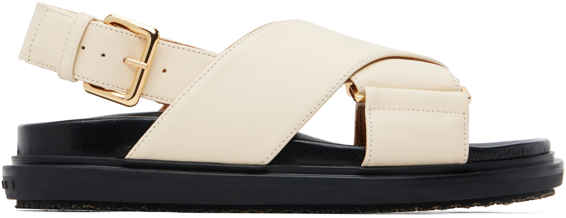 Marni: Off-White Leather Fussbett Sandals | SSENSE