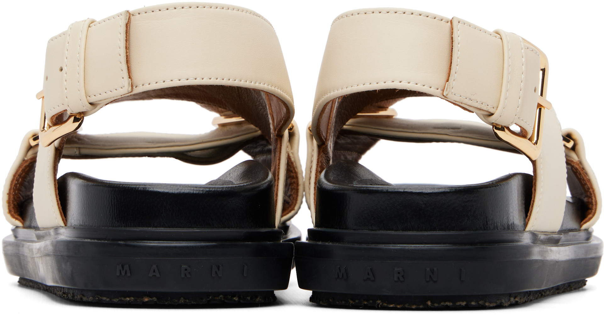 Marni: Off-White Leather Fussbett Sandals | SSENSE