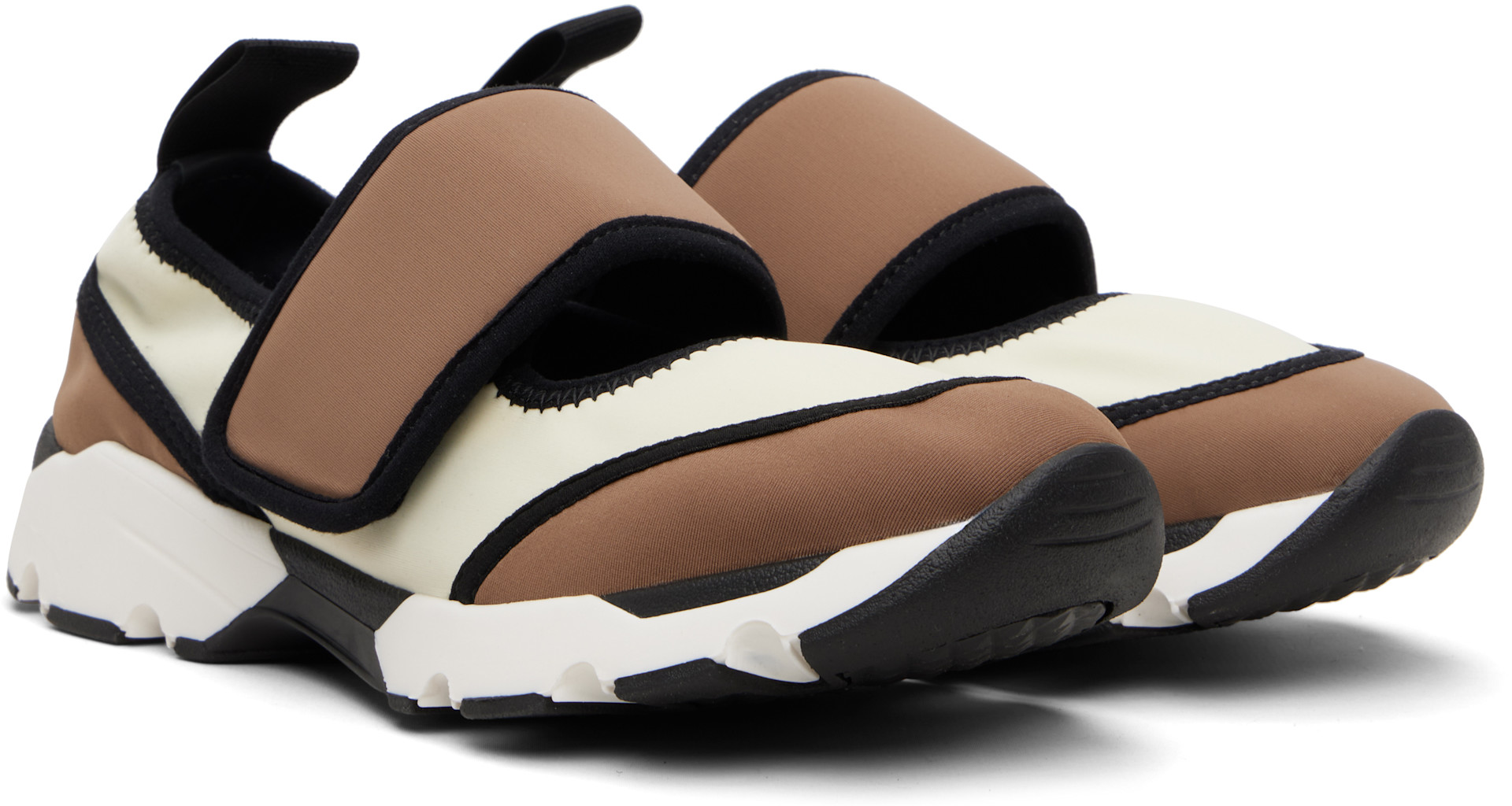 Marni - Baskets de course de style Charles IX blanc et brun