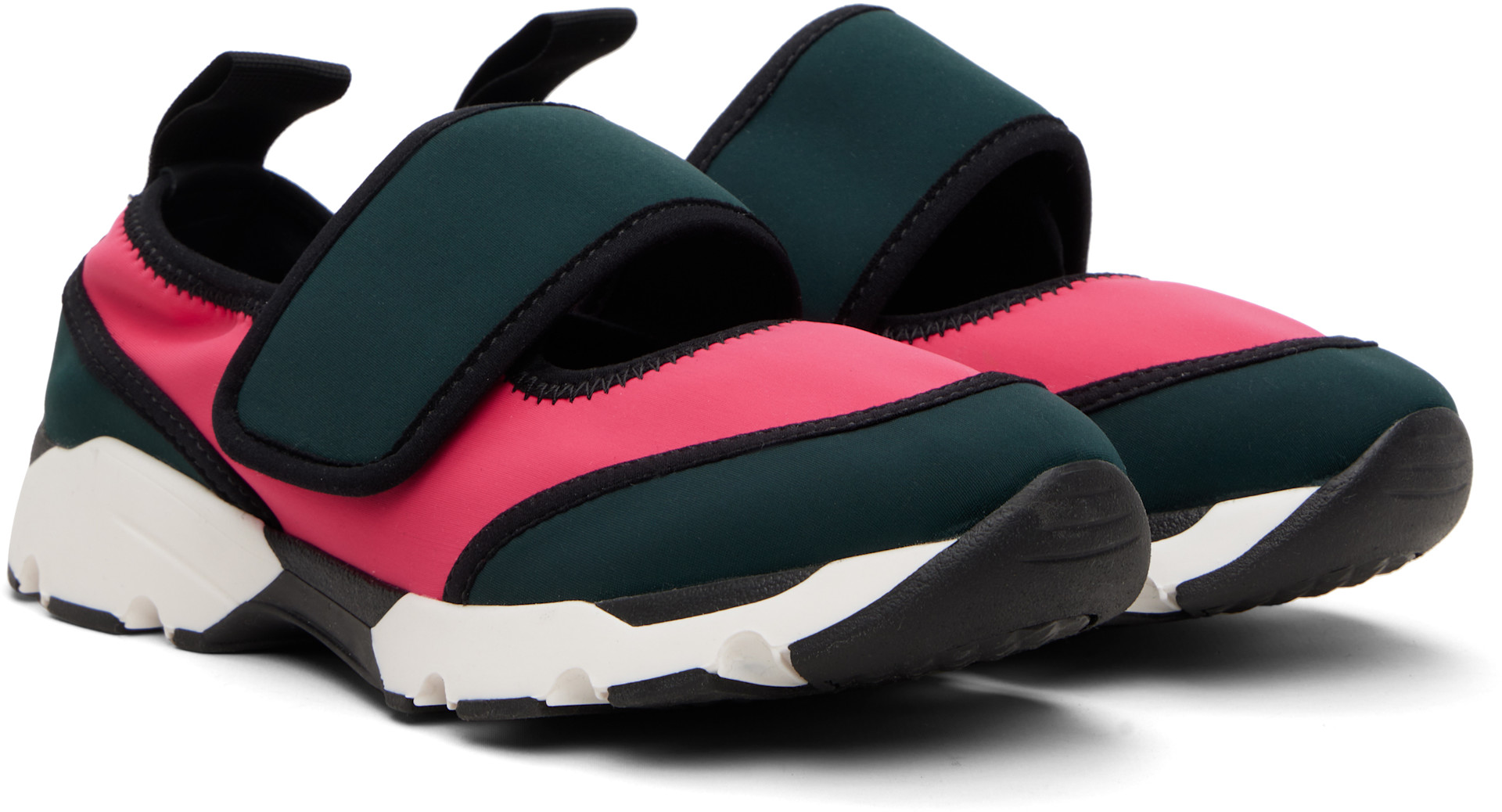 Marni - Baskets de course de style Charles IX vert et rose