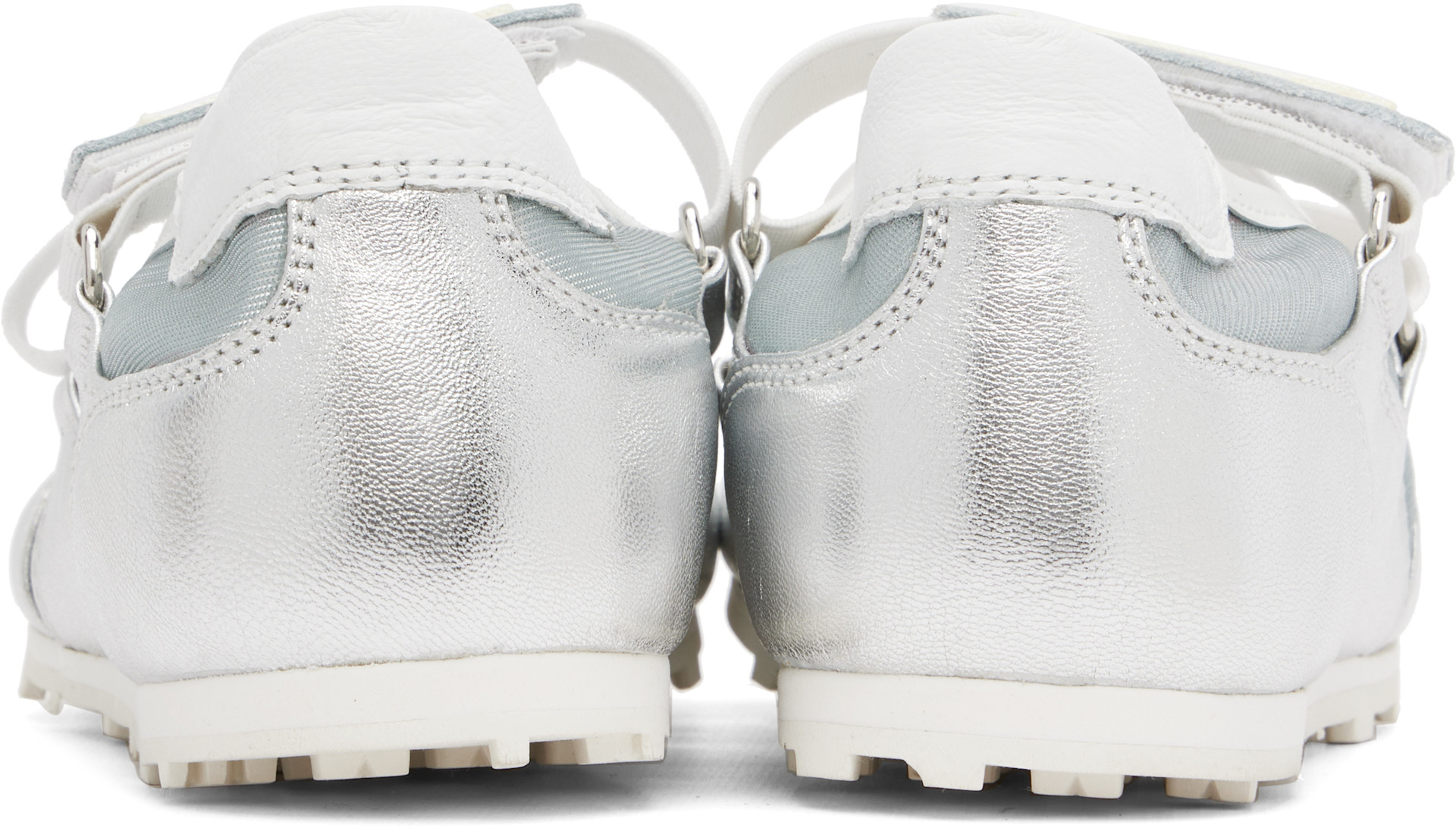 Marni: Silver & Blue Mary Jane Velcro Sneakers | SSENSE