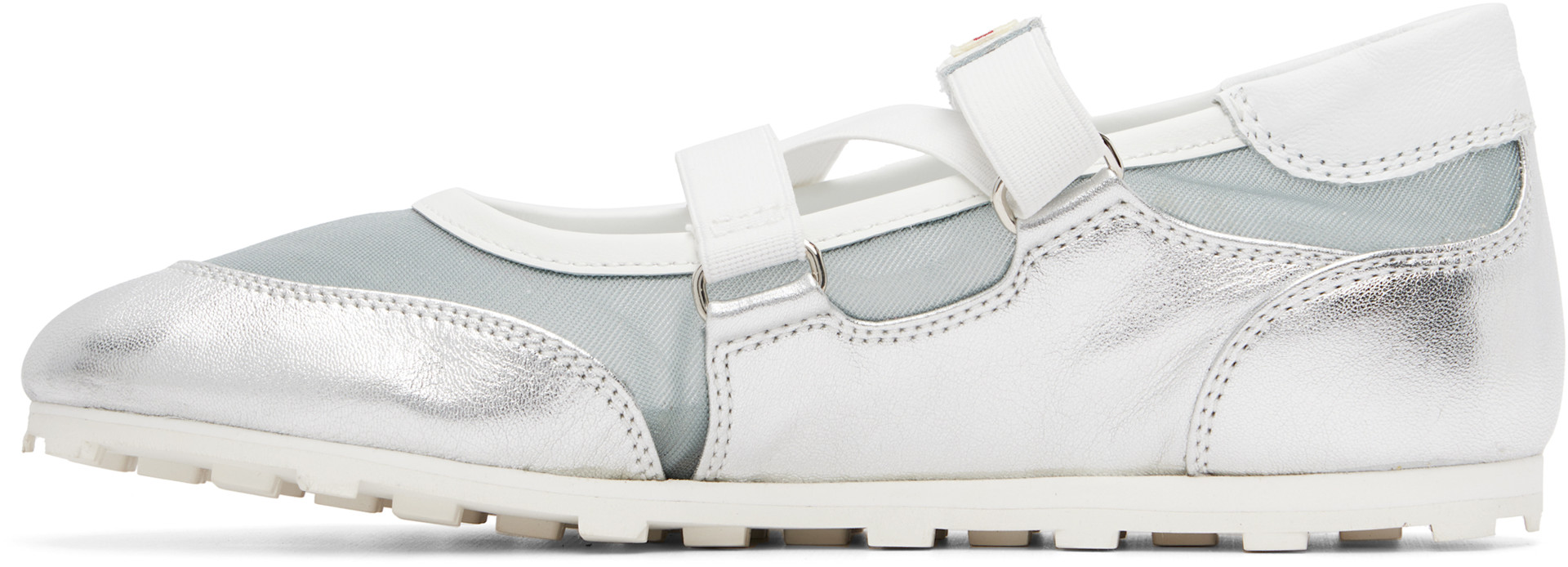 Marni: Silver & Blue Mary Jane Velcro Sneakers | SSENSE