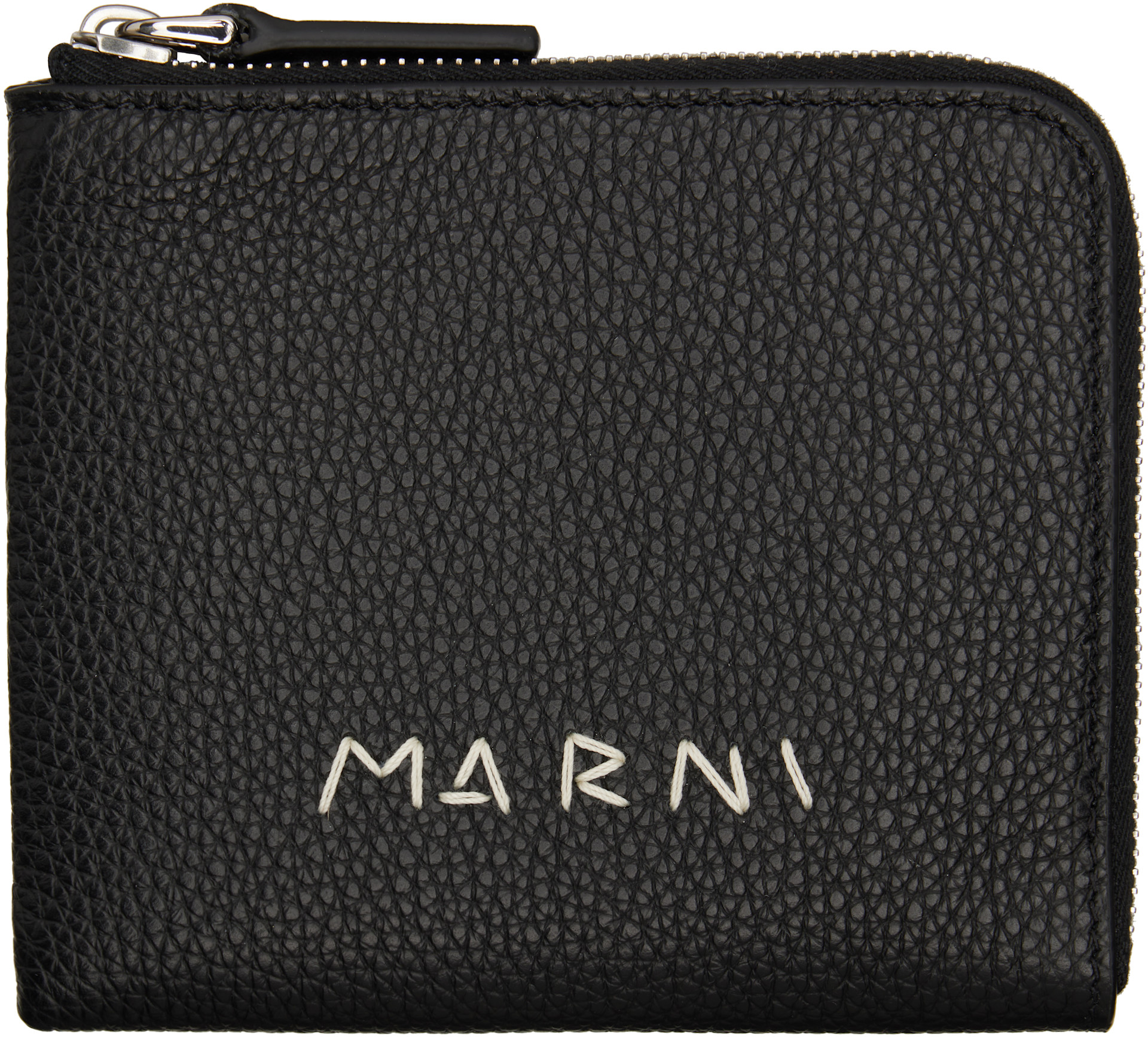 Marni - Black 'Marni Mending' Embroidery Zip-Around Wallet
