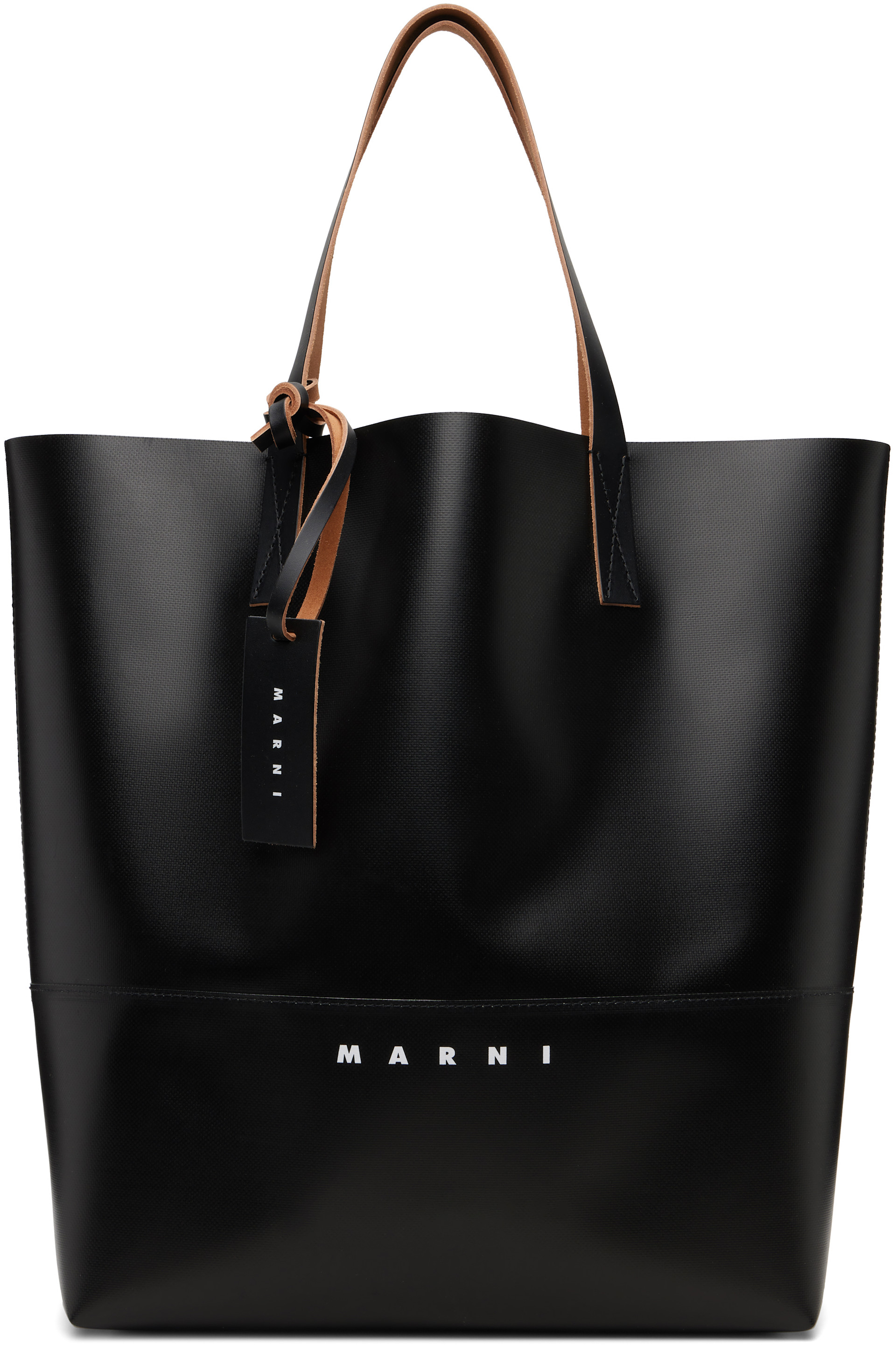 Marni: ブラック 'Marni Tag' Open Shopper トートバッグ | SSENSE 日本