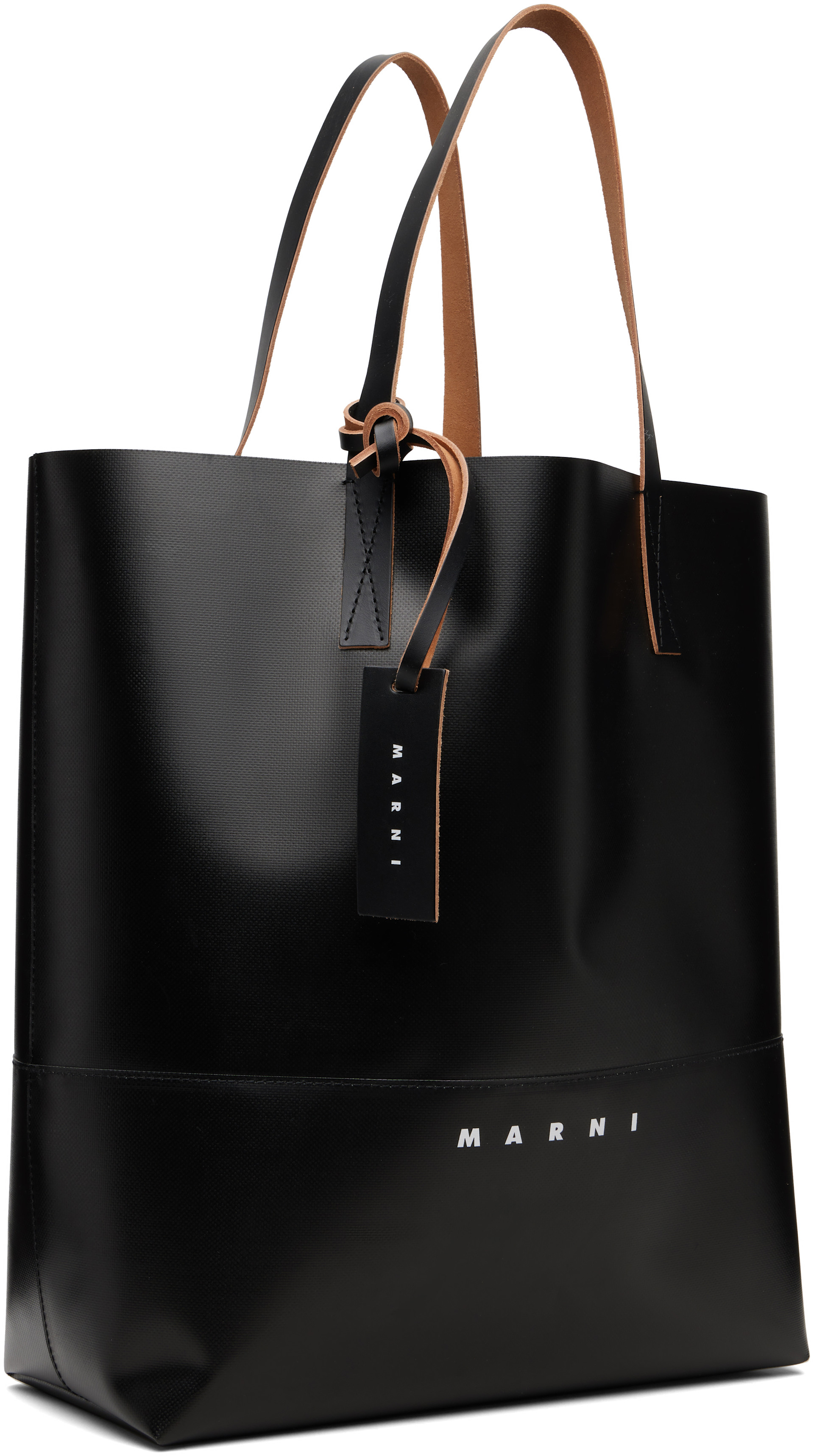 Marni: ブラック 'Marni Tag' Open Shopper トートバッグ | SSENSE 日本
