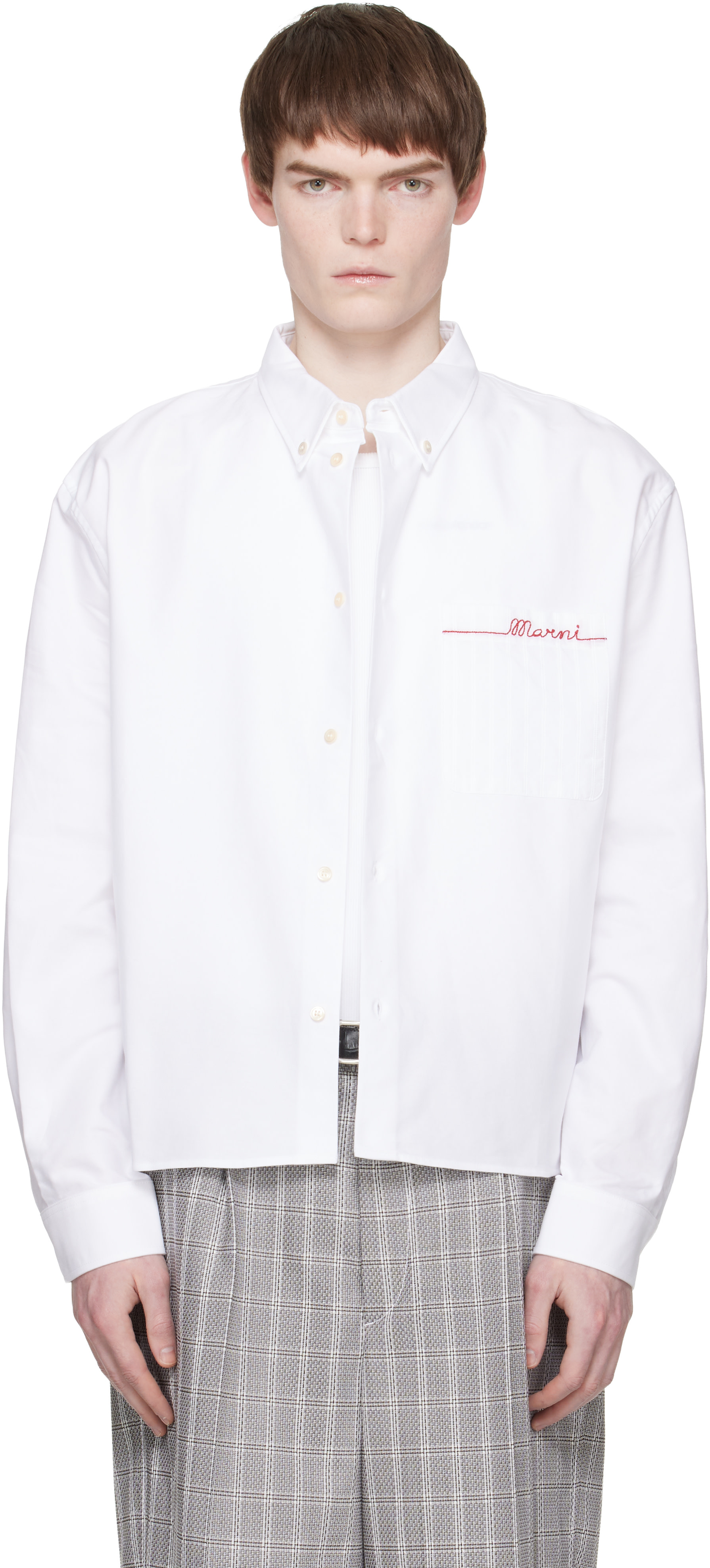 Marni: White Cotton Oxford Shirt | SSENSE Marni: White Cotton Oxford Shirt | SSENSE