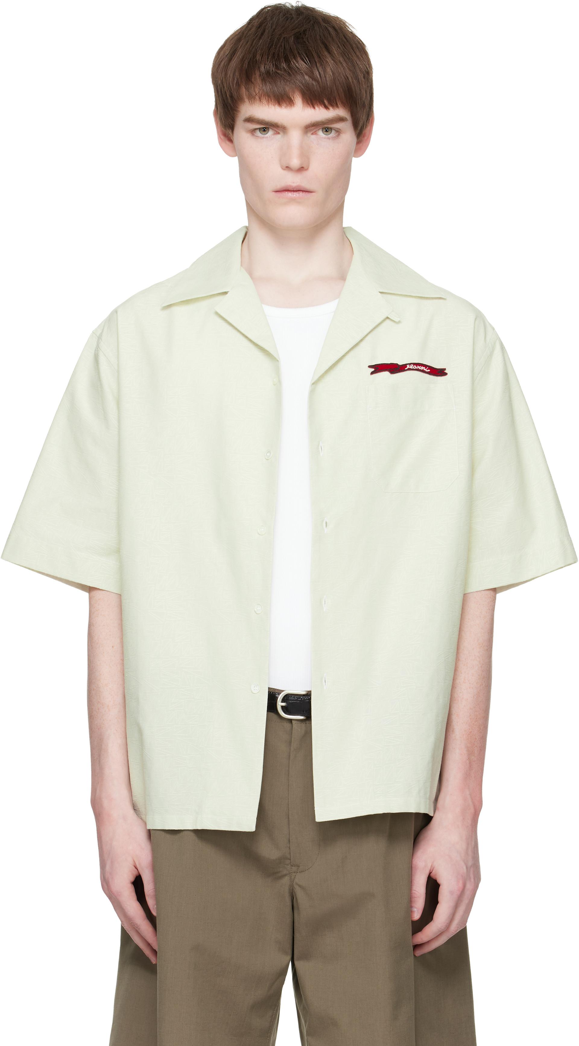 Marni: Green Cotton Jacquard Shirt | SSENSE