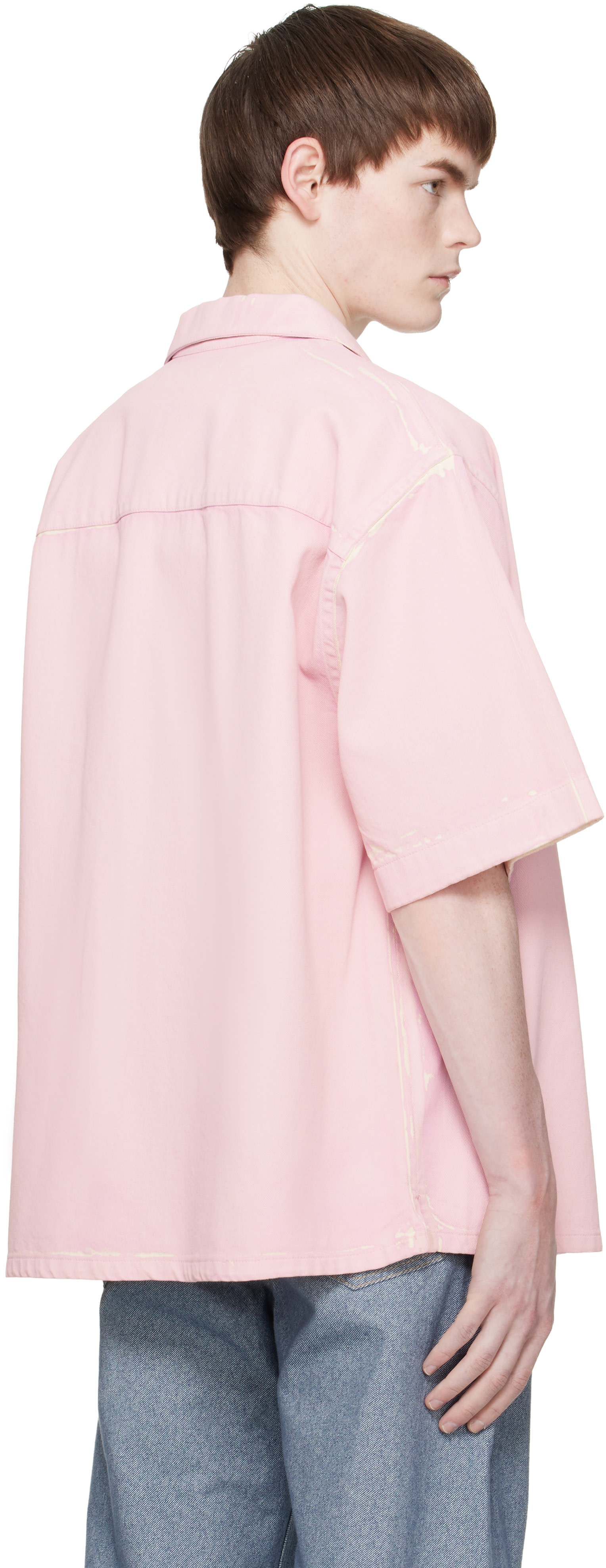 Marni - 핑크 실크스크린 데님 셔츠