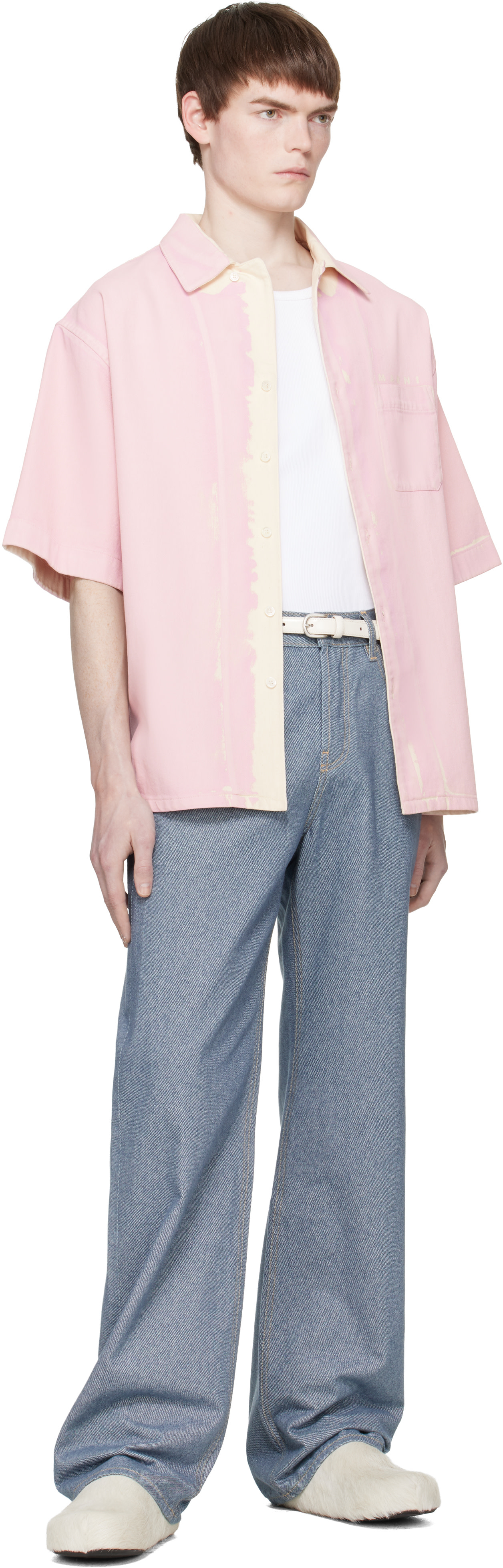 Marni - 핑크 실크스크린 데님 셔츠