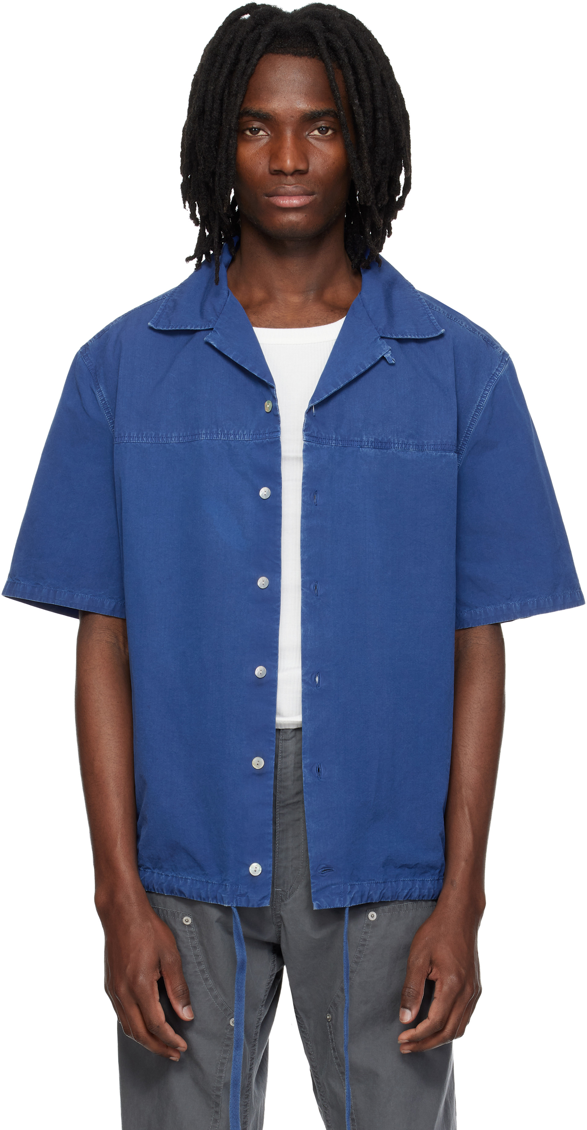 Marni - Blue Drawstring Hem Cotton Shirt