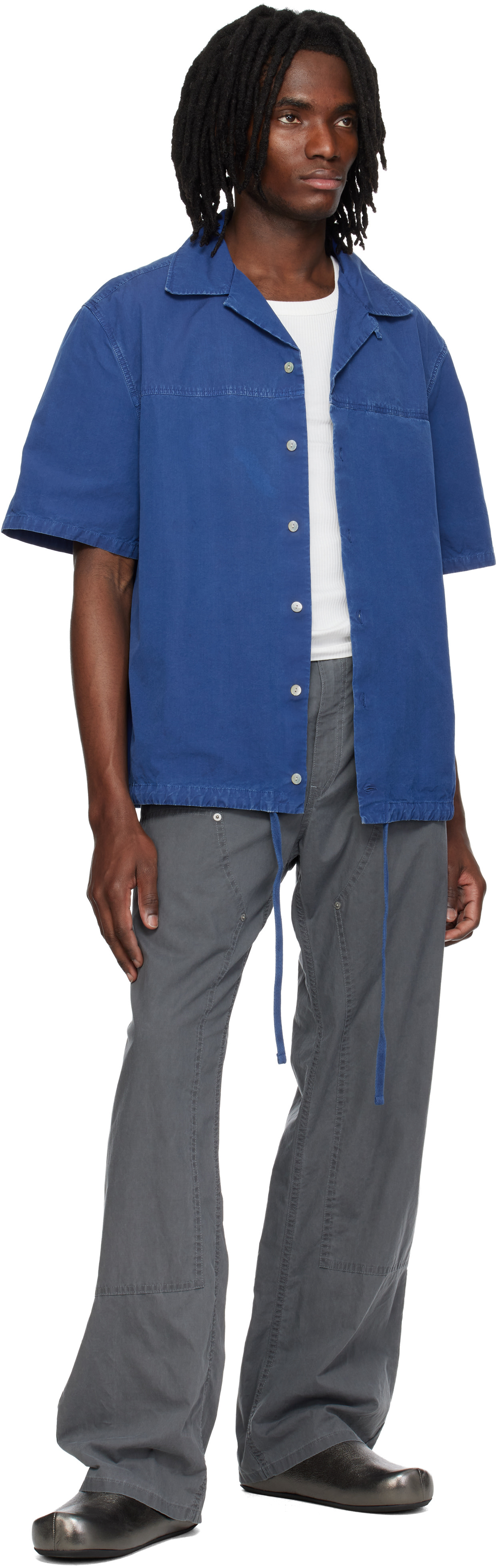 Marni - Blue Drawstring Hem Cotton Shirt