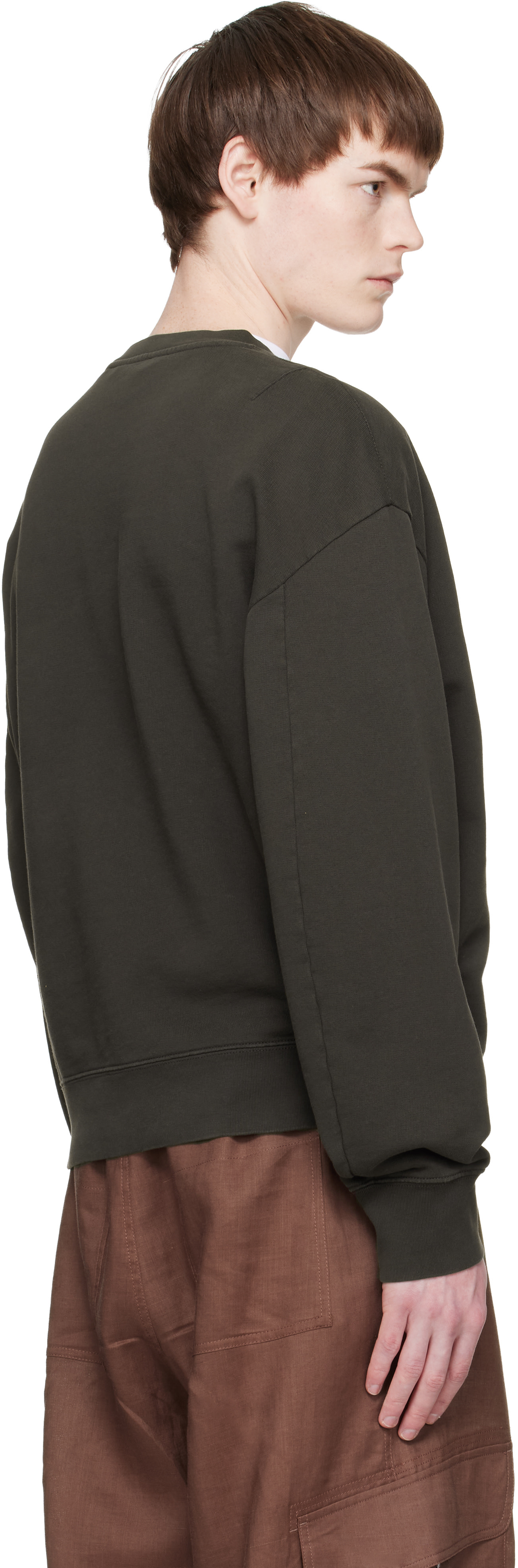Marni - Pull molletonné brun en coton à appliqués à logo
