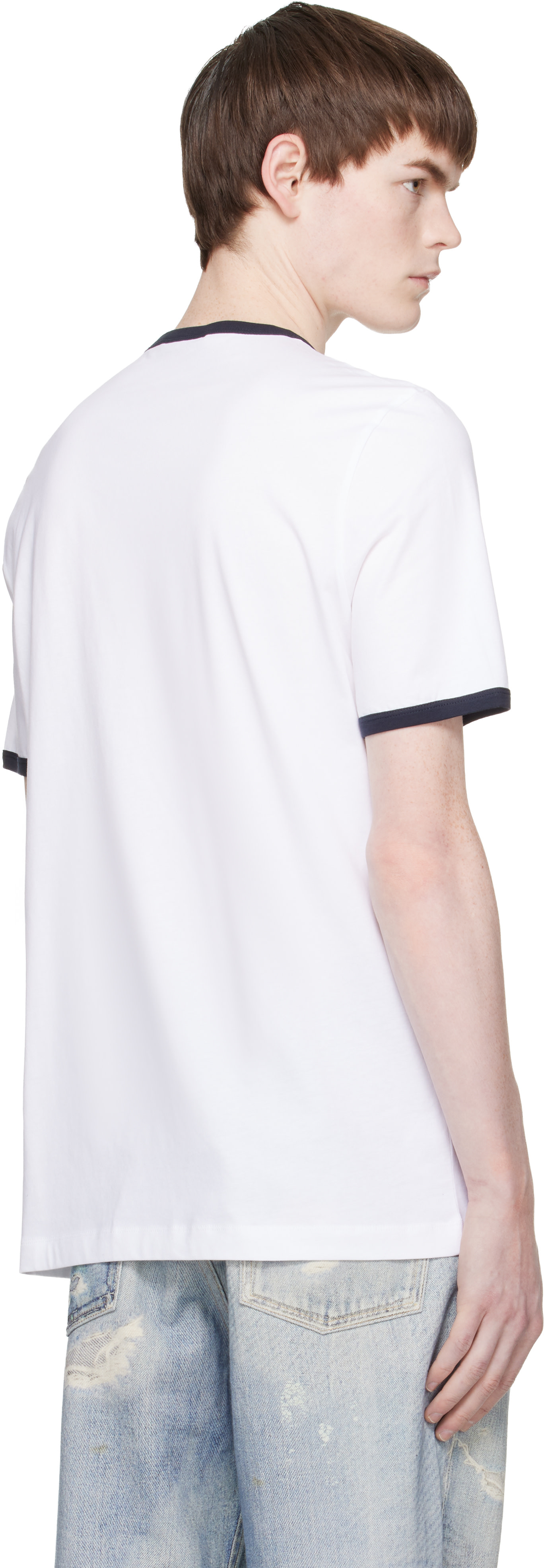 Marni: White Cotton Contrast Trims T-shirt | SSENSE Canada