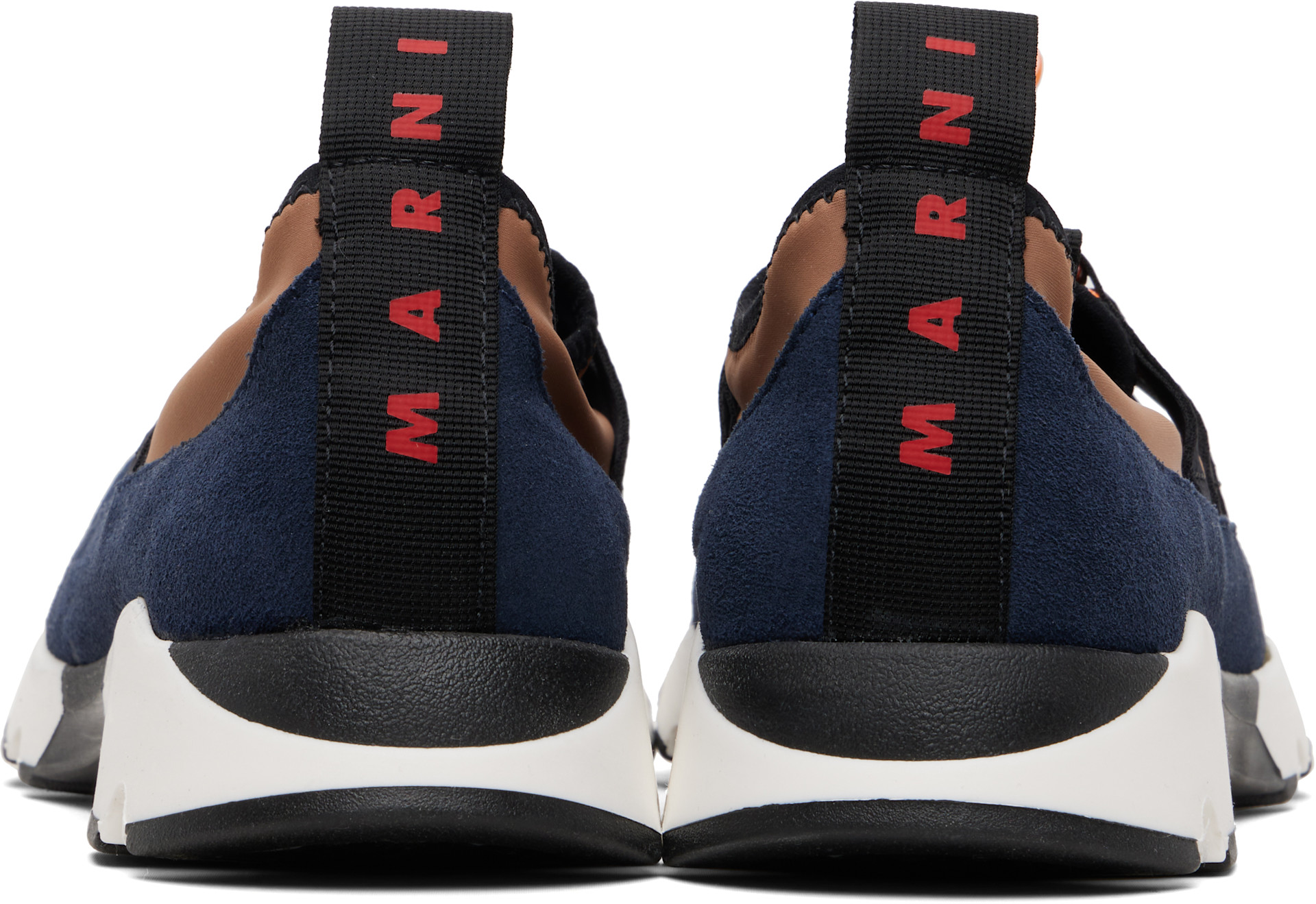 Marni: ブラウン＆ネイビー Lycra シューレース ランニングスニーカー