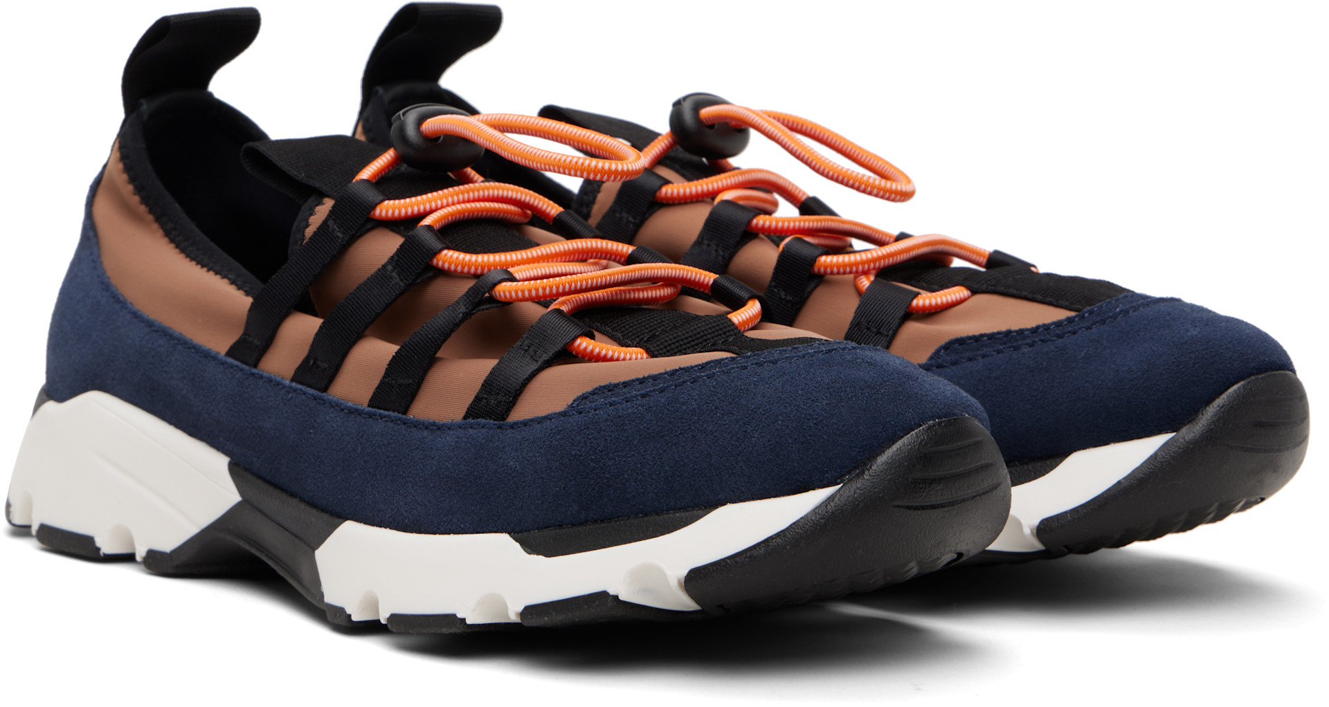 Marni: ブラウン＆ネイビー Lycra シューレース ランニングスニーカー