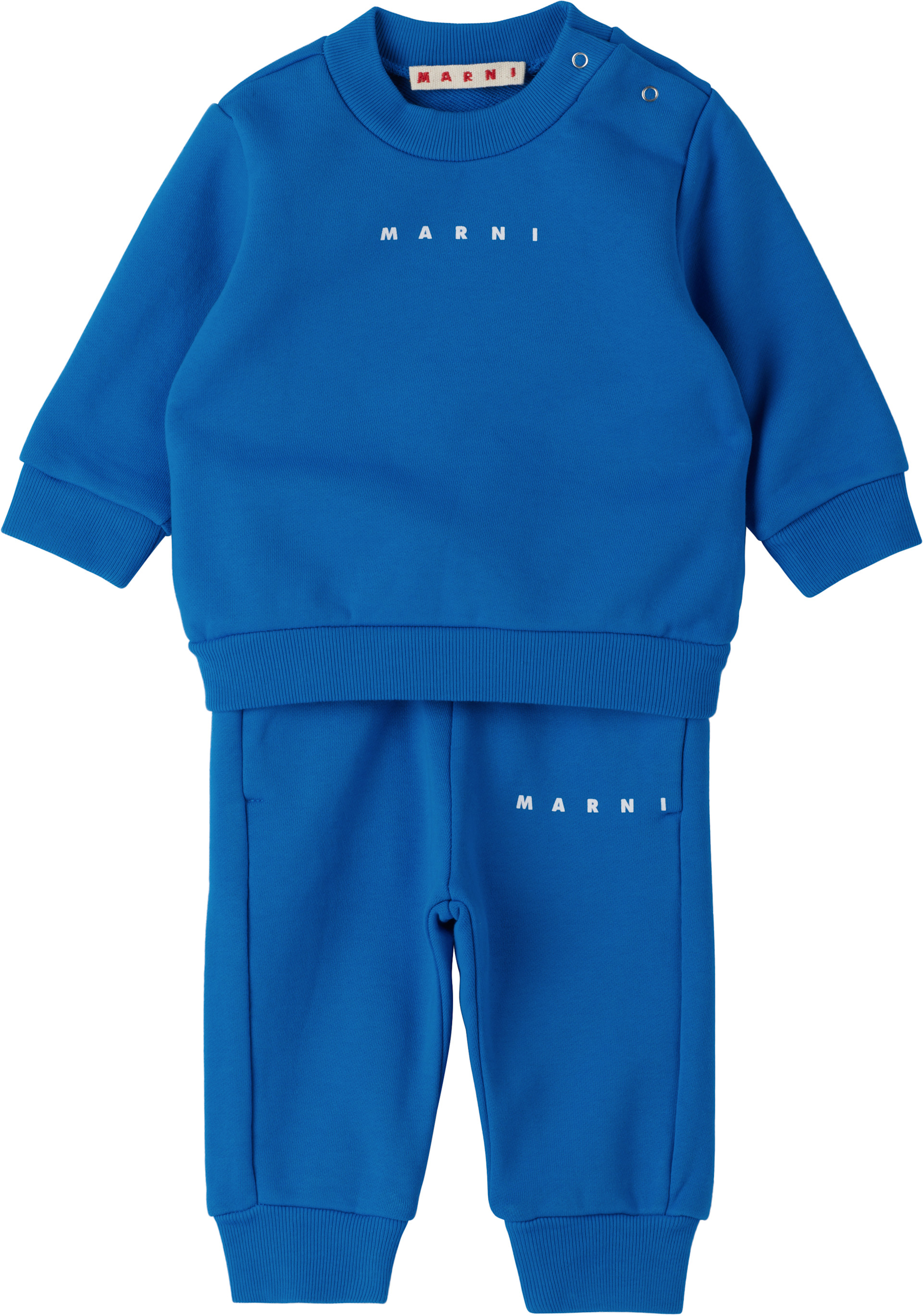 Marni: ベビー｜ブルー コットン スウェット セットアップ | SSENSE 日本