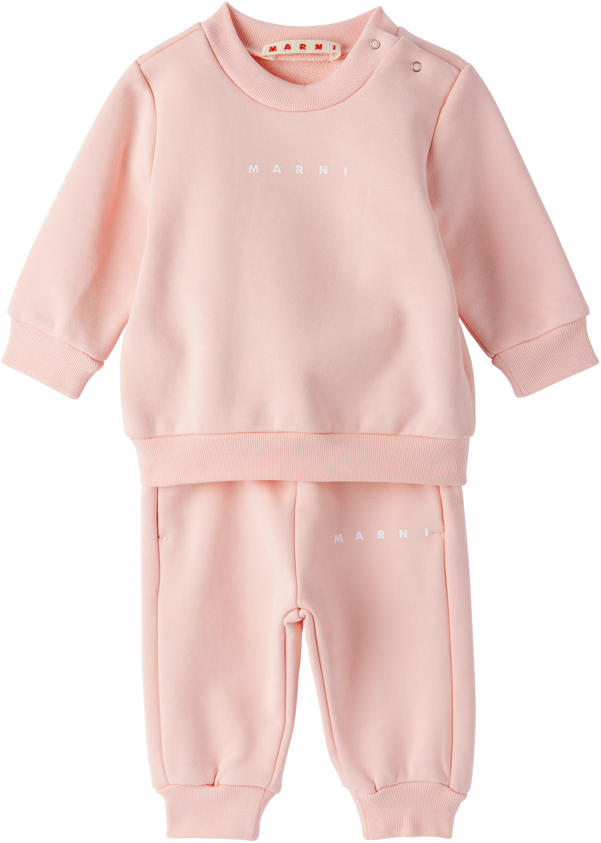 MARNI ベビーセットアップ　サイズ:トップス90 ボトムス80 Marni: ベビー｜ピンク フリース スウェット セットアップ | SSENSE 日本