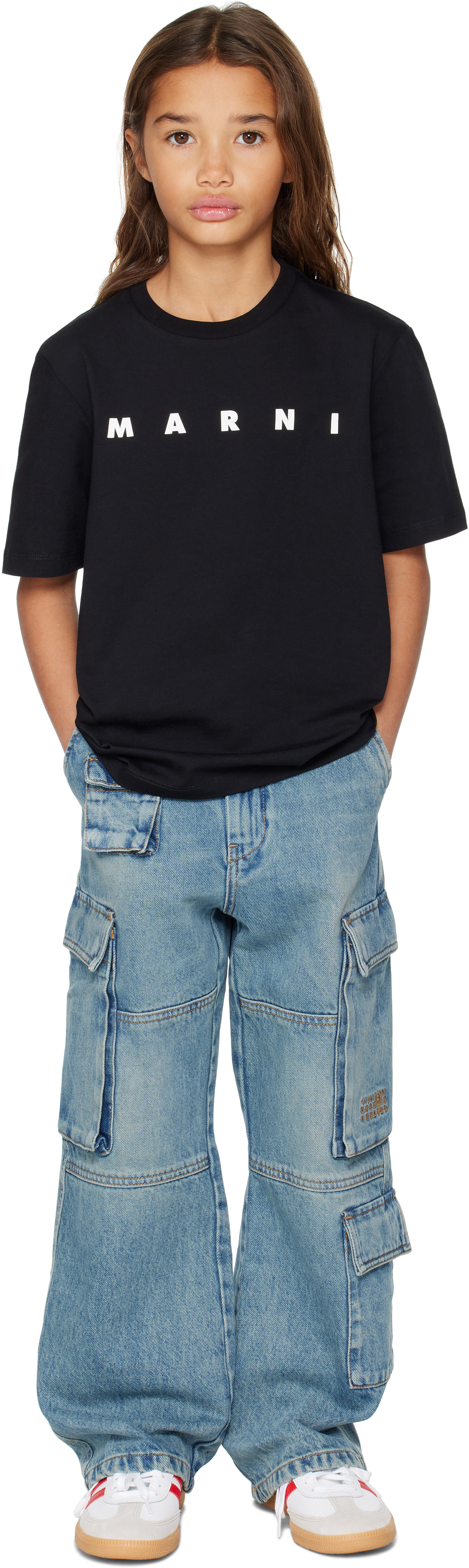 Marni: Kids Black Cotton Logo T-shirt | SSENSE