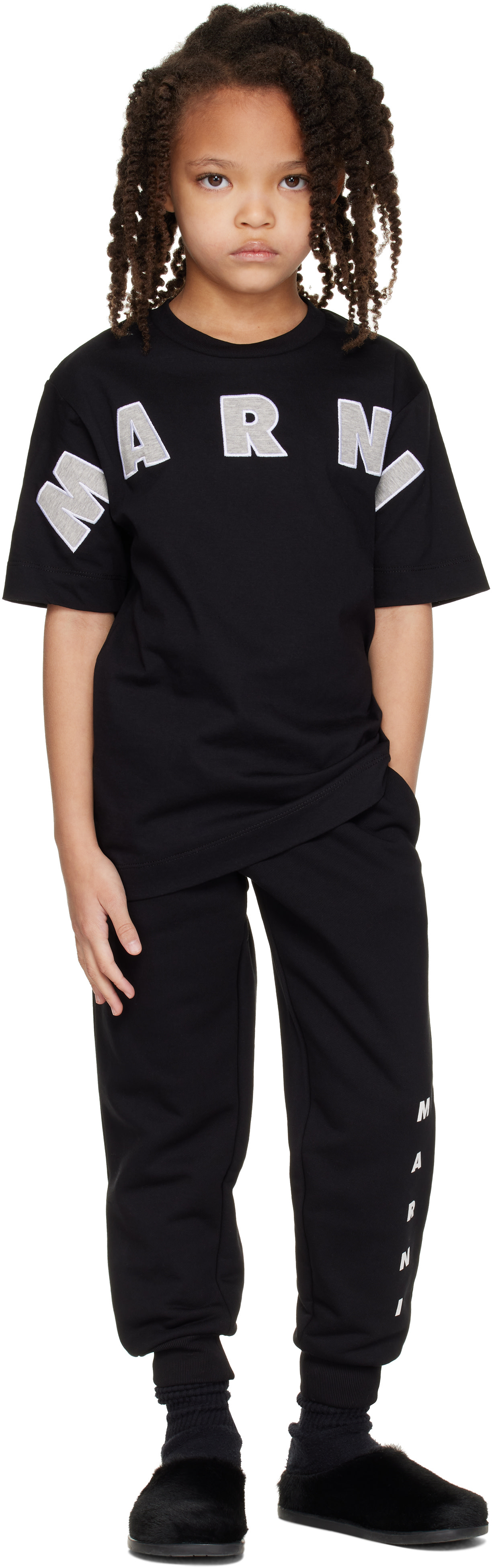 Marni: キッズ｜ブラック ロゴアップリケ Tシャツ | SSENSE 日本