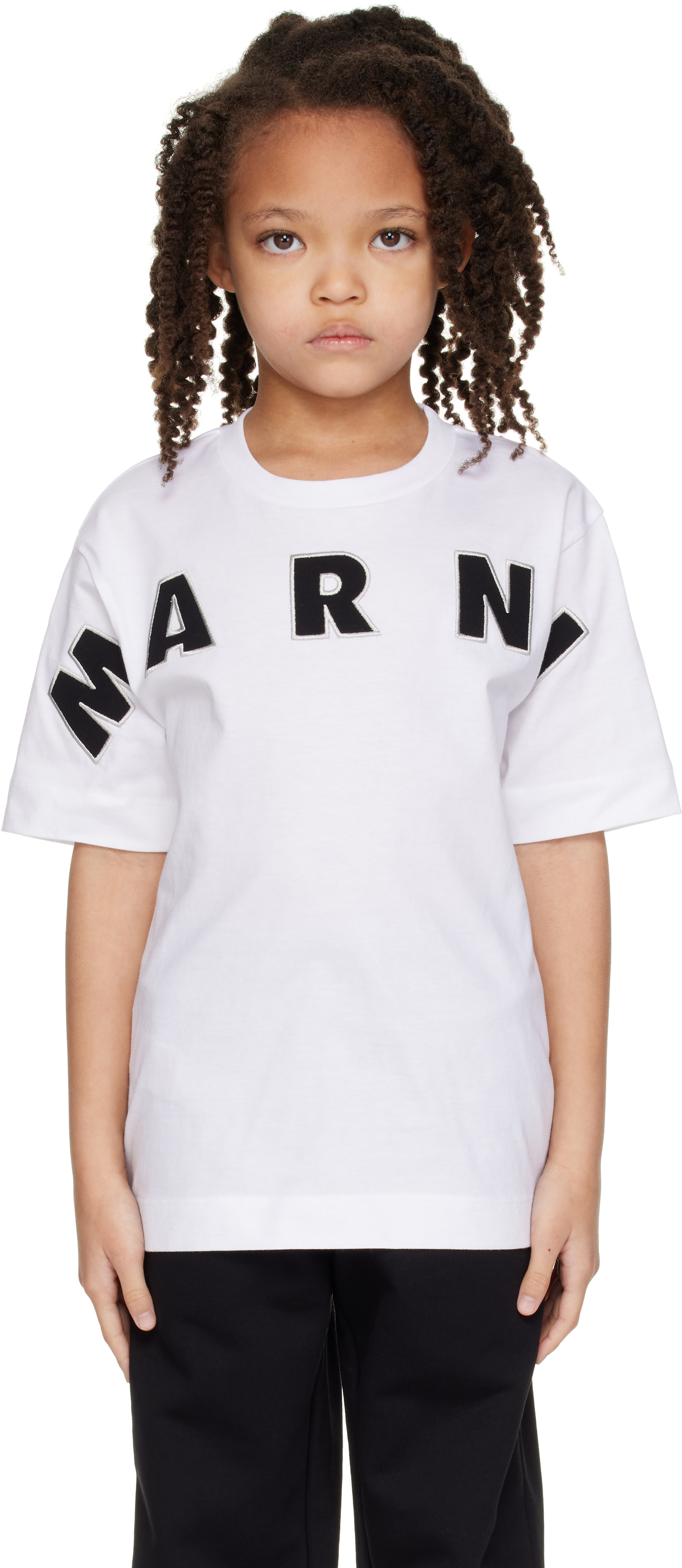 Marni - 키즈 화이트 로고 아플리케 티셔츠
