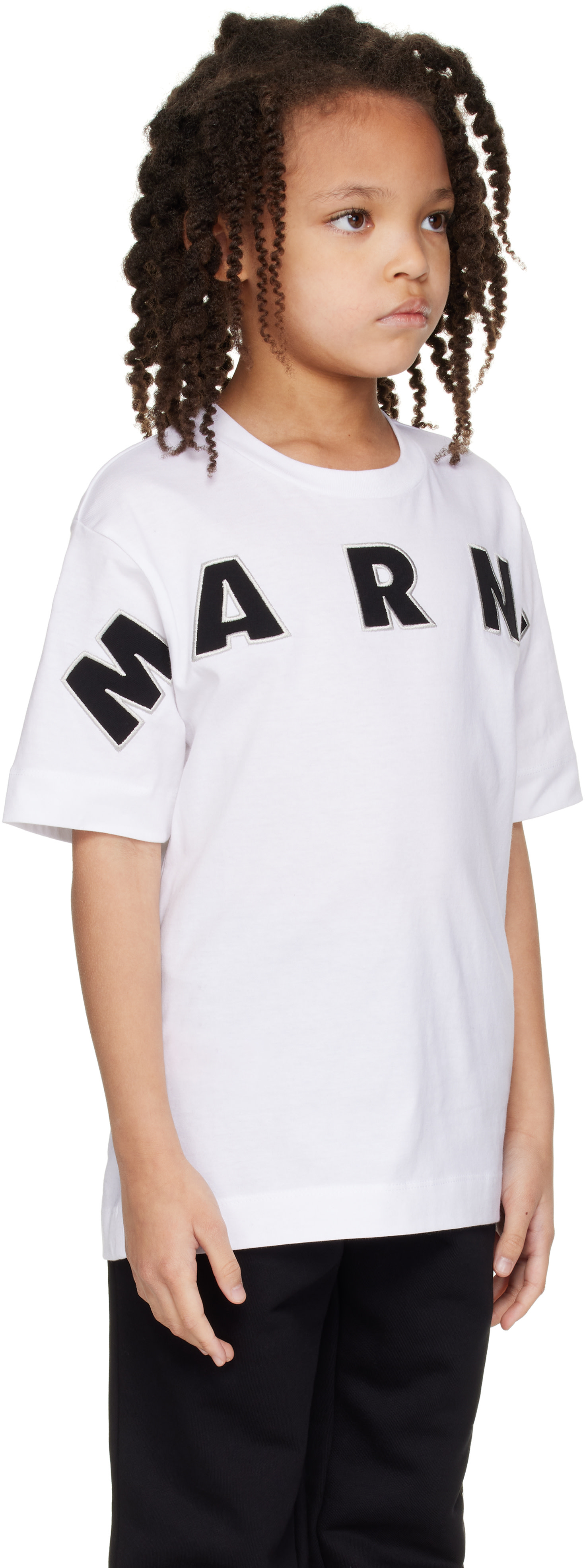 Marni - 키즈 화이트 로고 아플리케 티셔츠