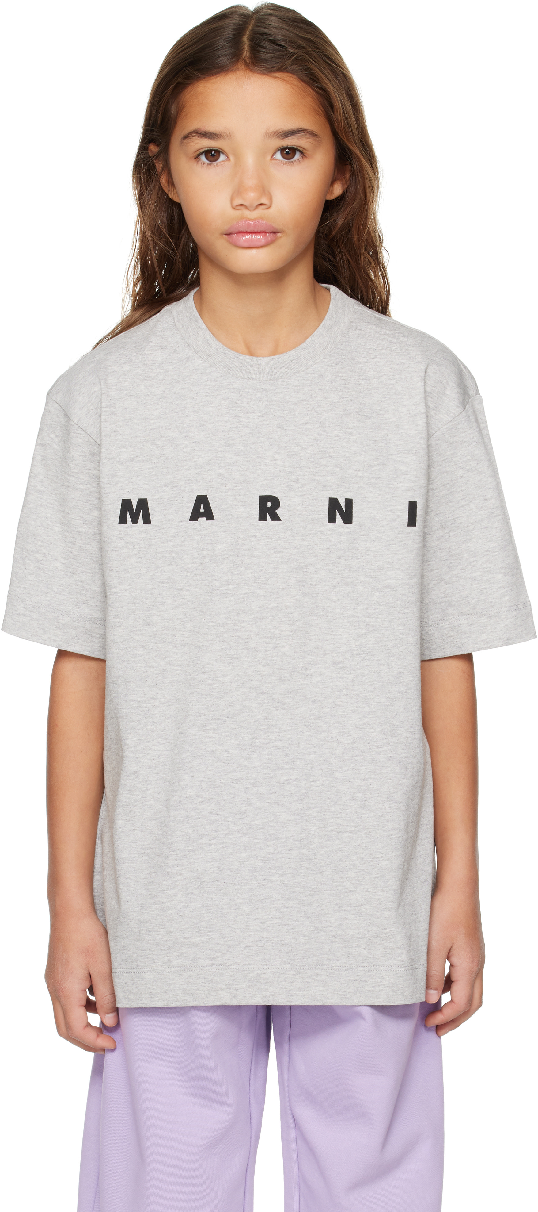 Marni: Kids Gray Cotton Logo T-shirt | SSENSE