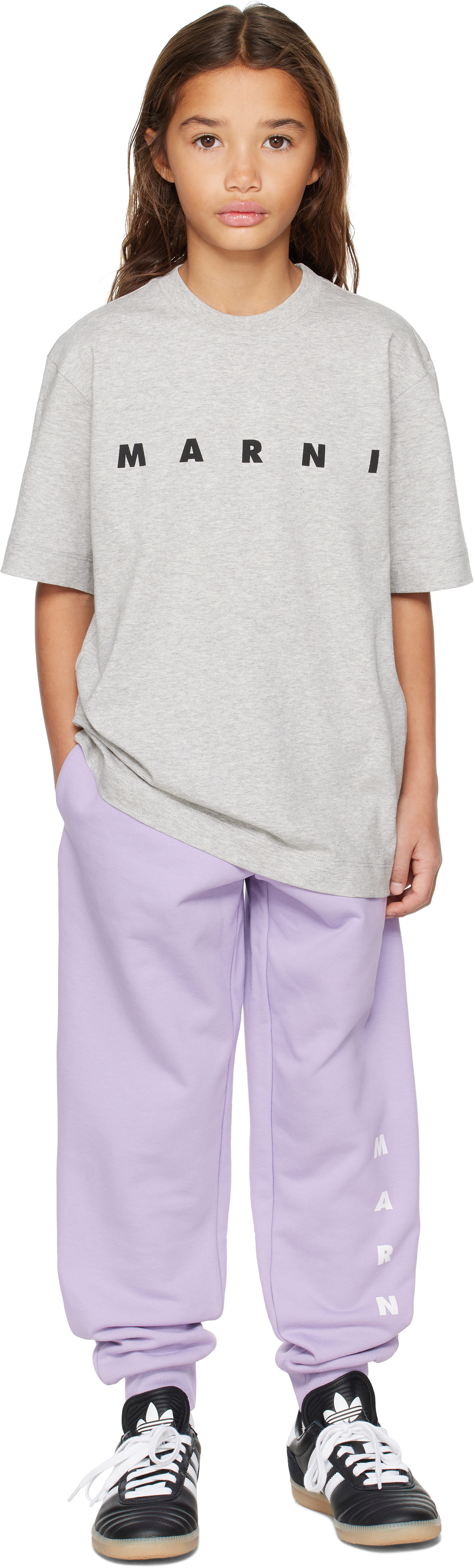 Marni: Kids Gray Cotton Logo T-shirt | SSENSE