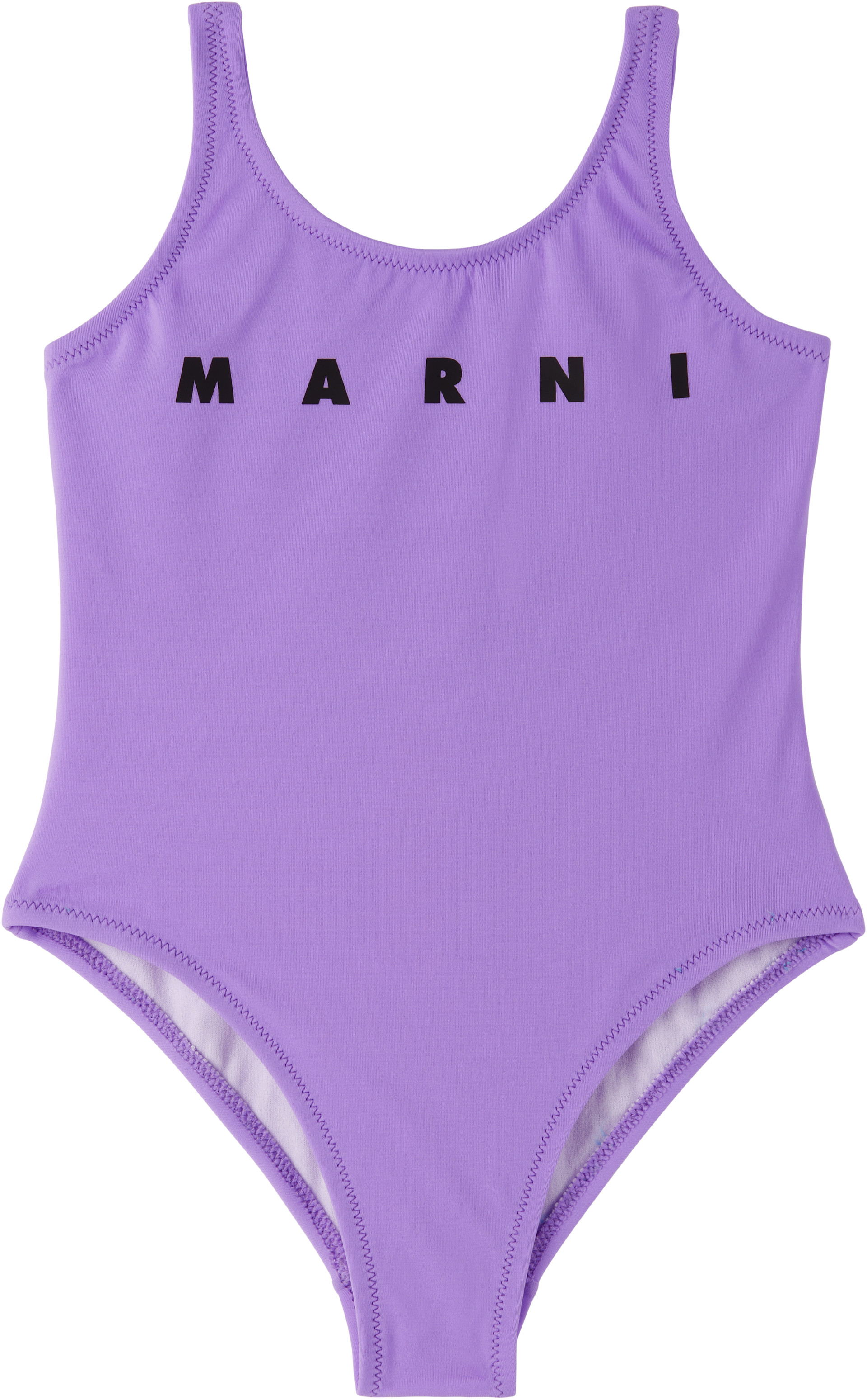 Marni: キッズ｜パープル 'Marni' Print ナイロン スイムウェア