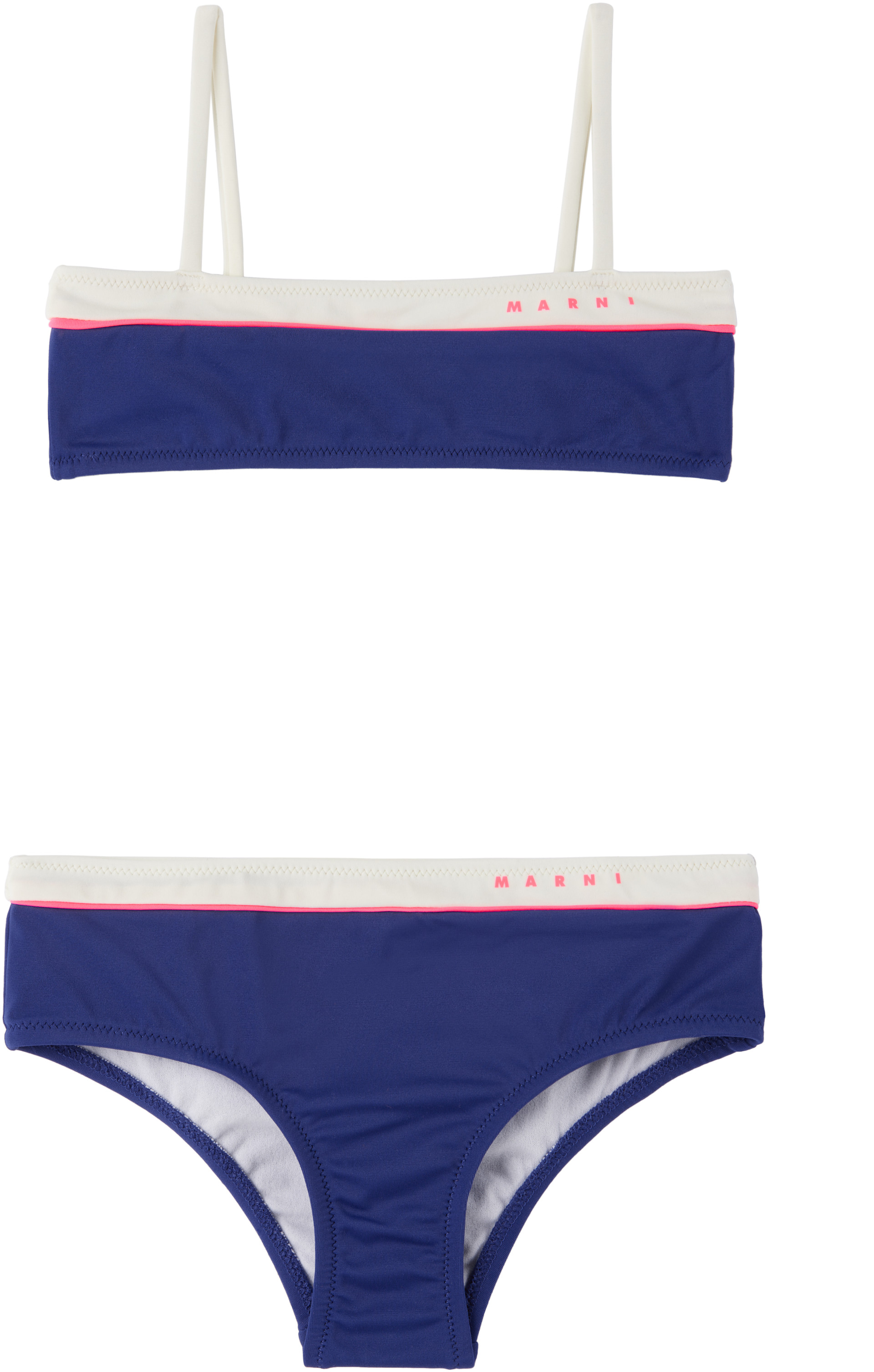Marni - Kids Navy Printed-Logo Bikini