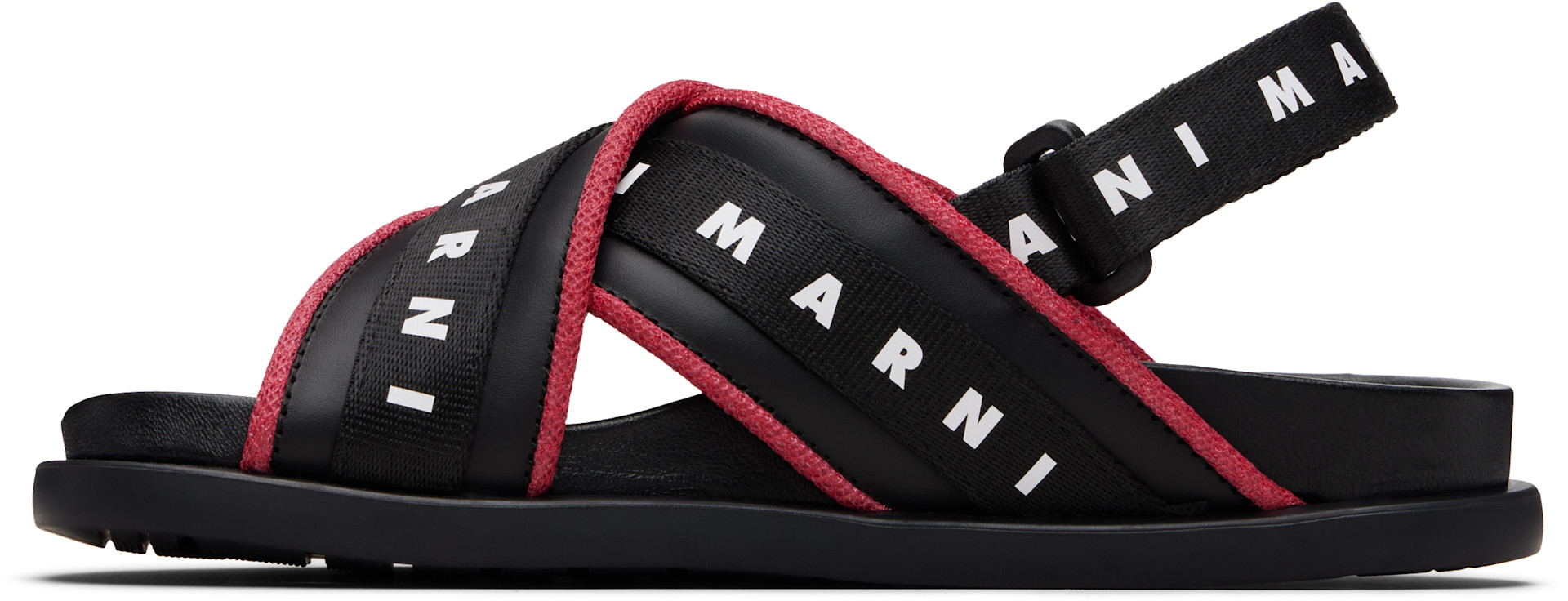 Marni - 키즈 블랙 크로스 샌들