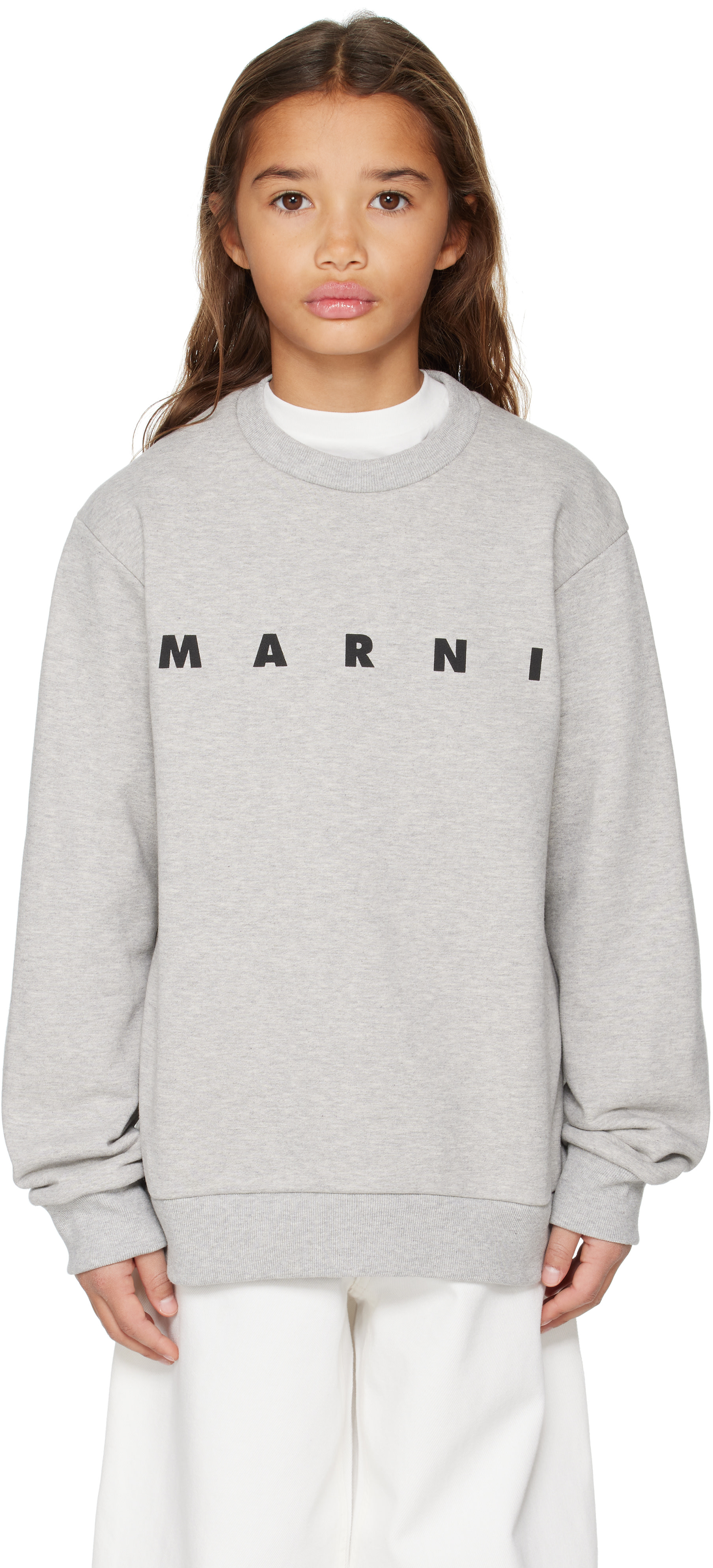 Marni - Enfant | Pull molletonné gris en coton